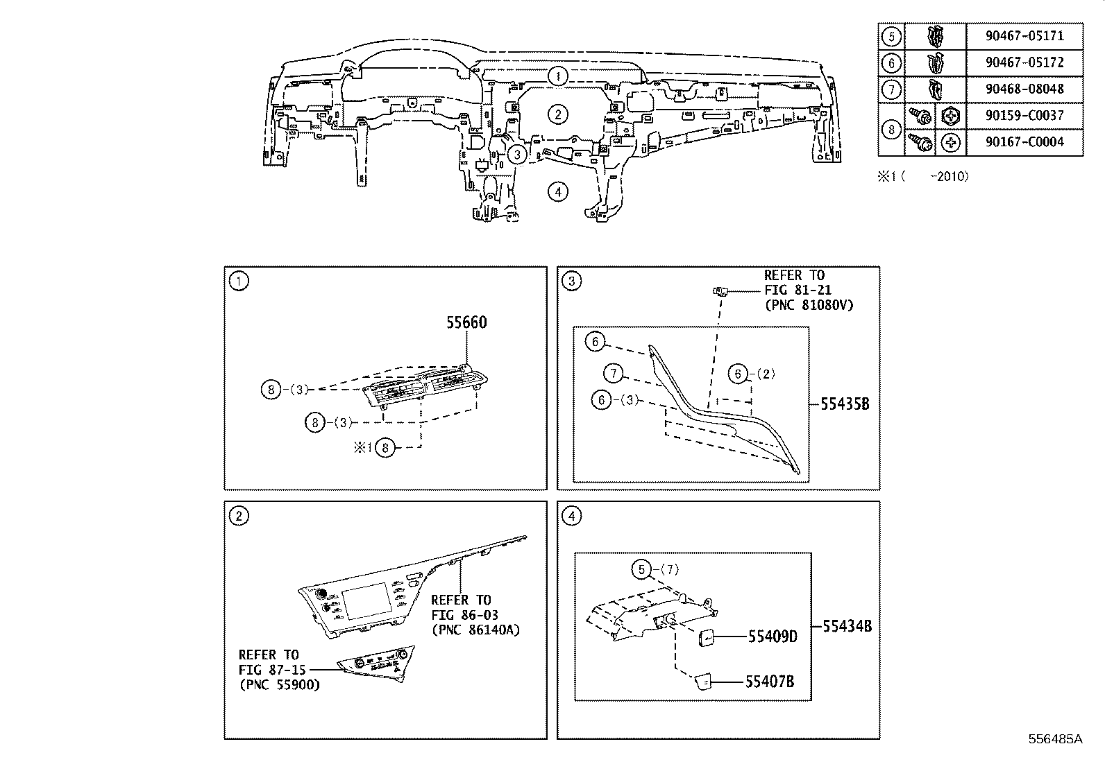 55405-06250 PANEL SUB-ASSY, INSTRUMENT CLUSTER FINISH, CENTER product image