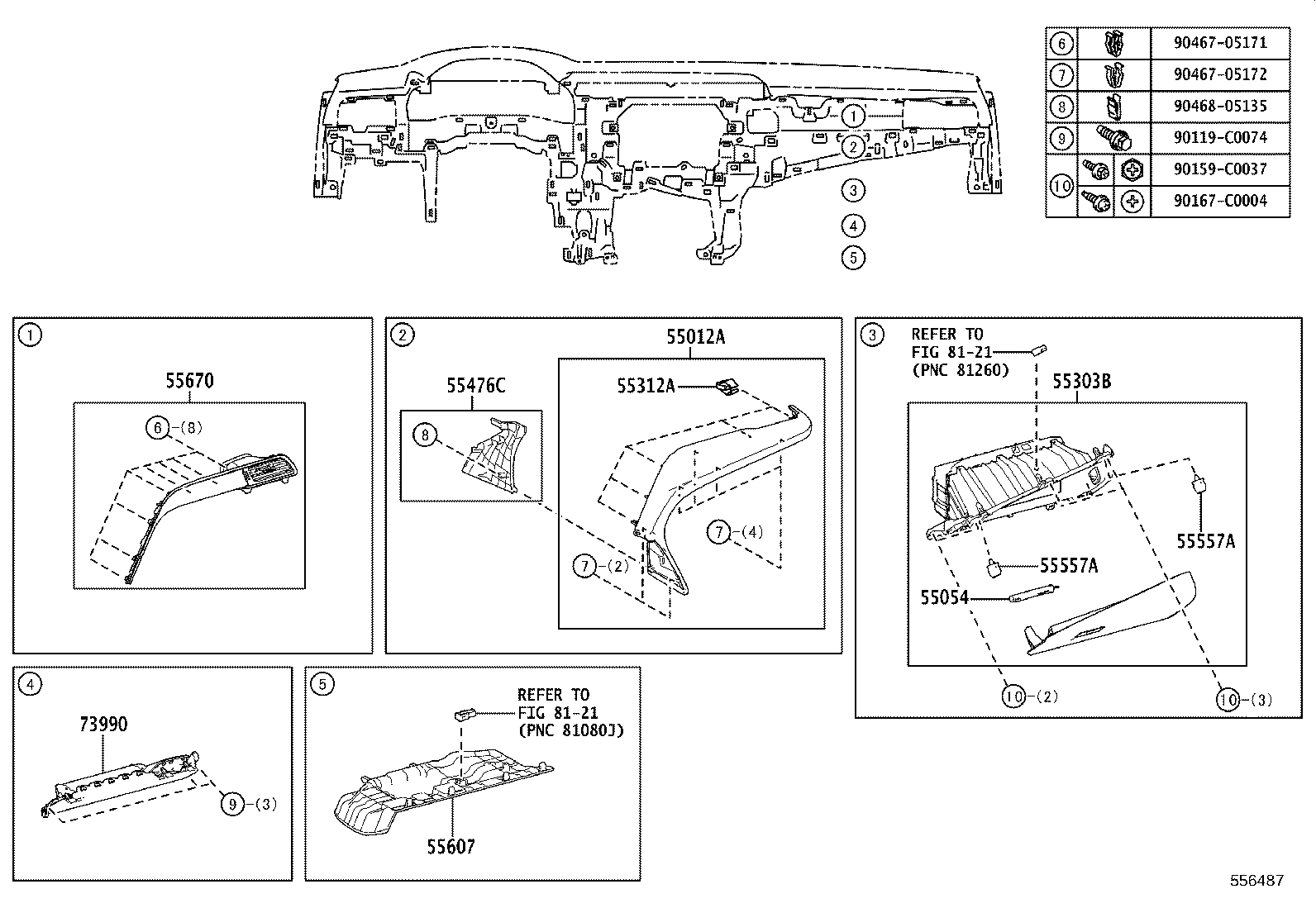 55405-06250 PANEL SUB-ASSY, INSTRUMENT CLUSTER FINISH, CENTER product image