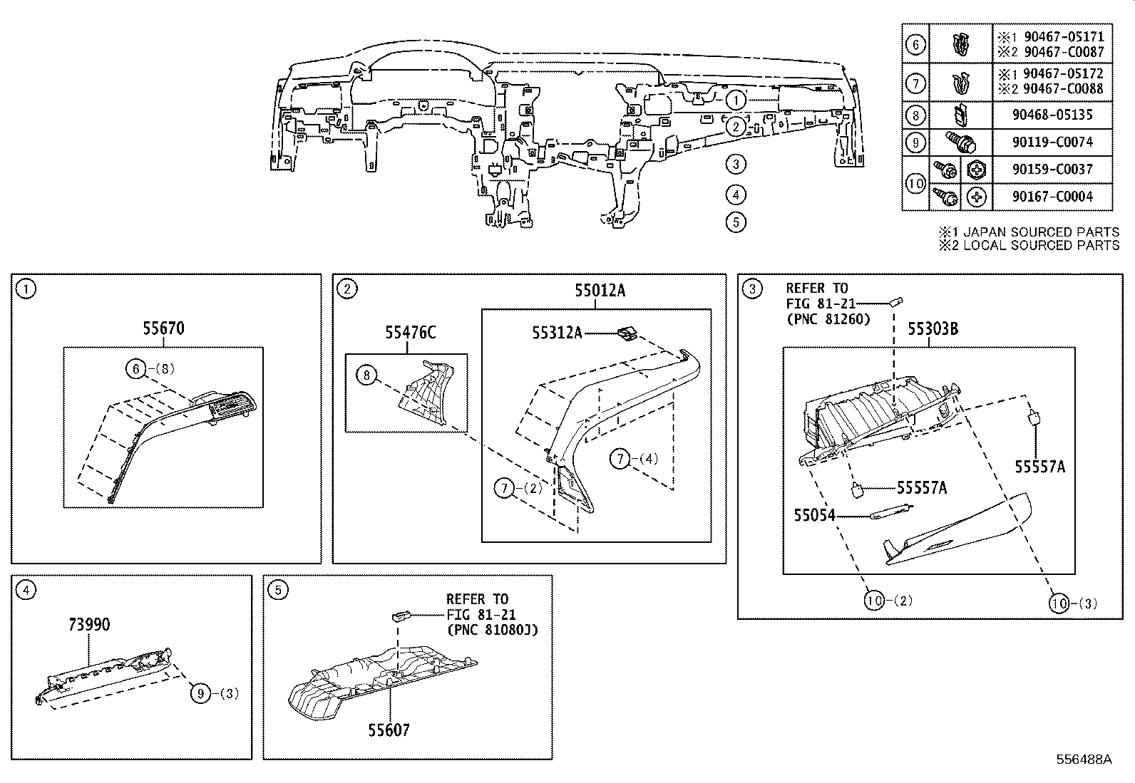 55405-06250 PANEL SUB-ASSY, INSTRUMENT CLUSTER FINISH, CENTER product image