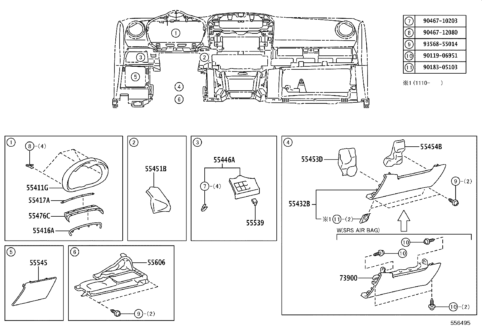 55306-42100 BRACE SUB-ASSY, INSTRUMENT PANEL, NO.1 product image