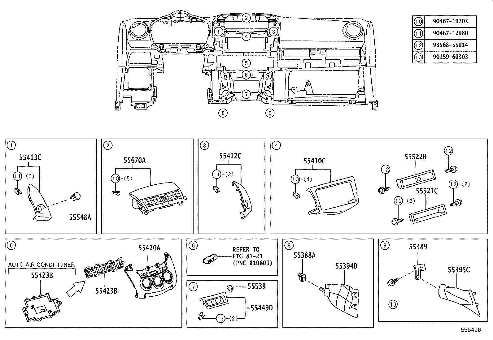 55306-42100 BRACE SUB-ASSY, INSTRUMENT PANEL, NO.1 product image