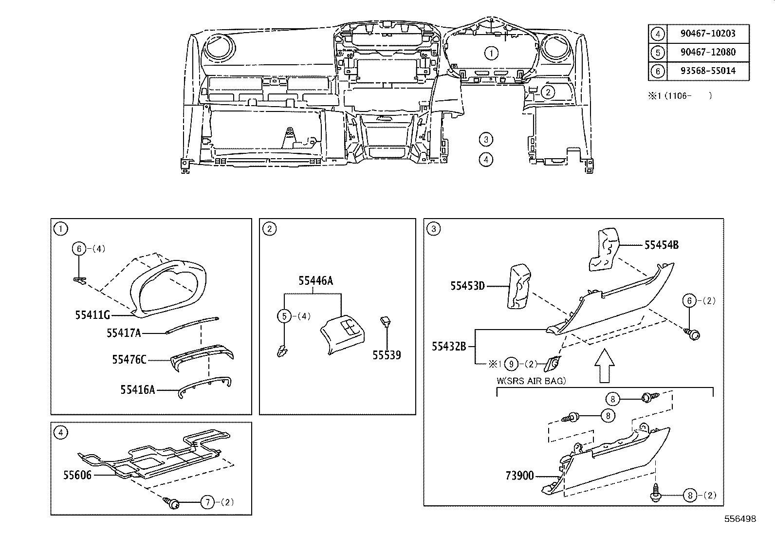 55306-42100 BRACE SUB-ASSY, INSTRUMENT PANEL, NO.1 product image