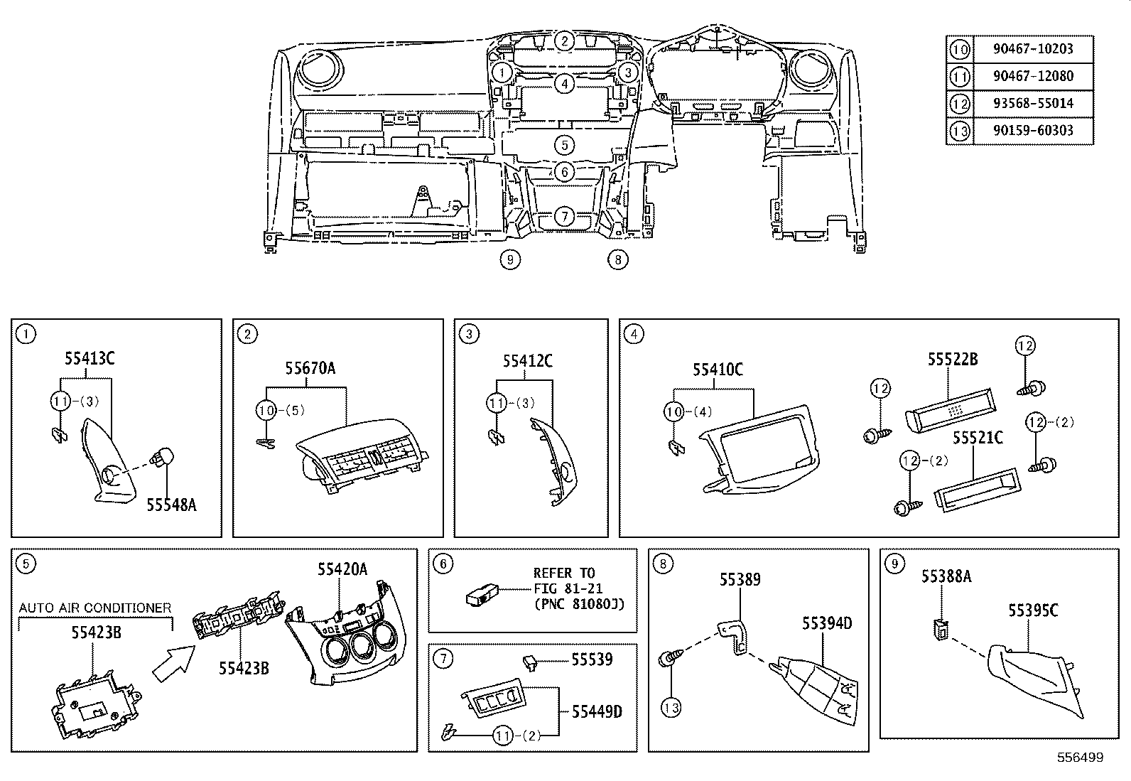 55306-42100 BRACE SUB-ASSY, INSTRUMENT PANEL, NO.1 product image
