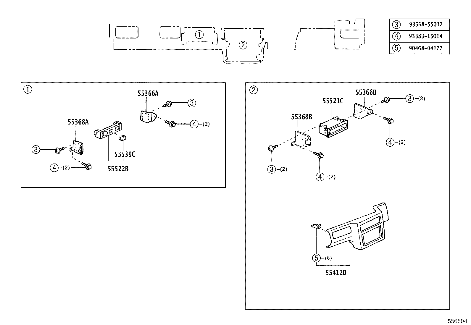 55366-37020 BRACKET, RADIO MOUNTING, NO.1 product image