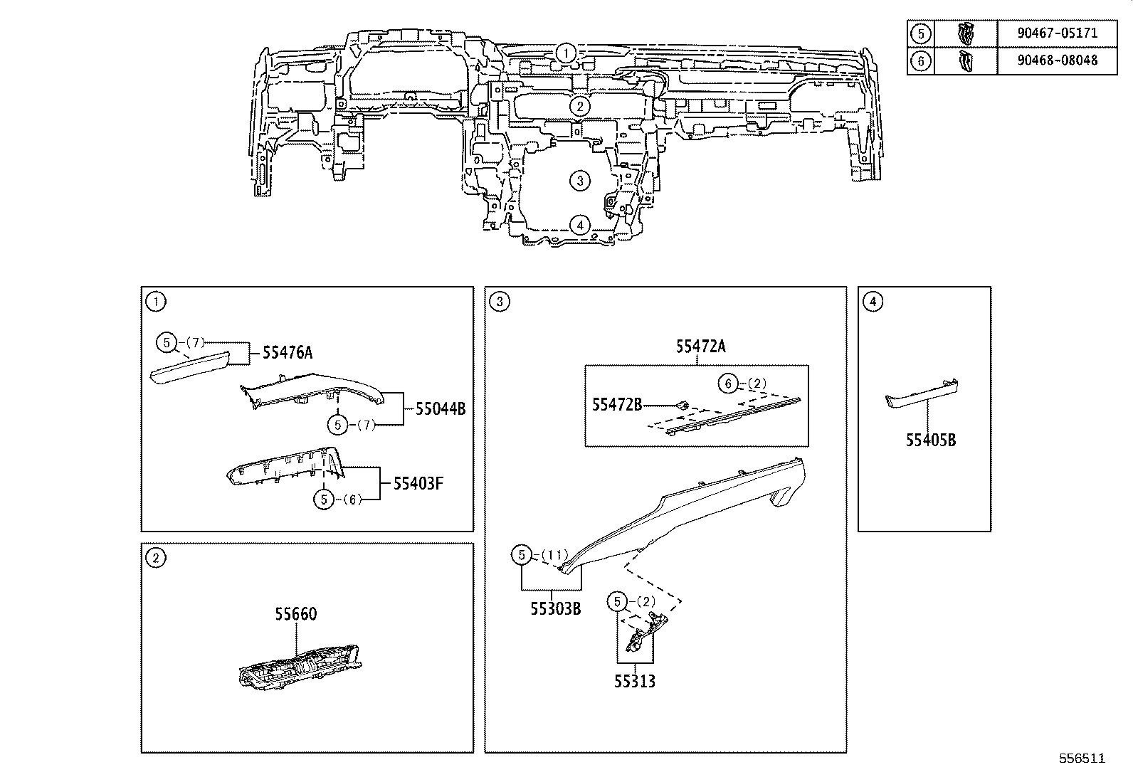 55405-33360 PANEL SUB-ASSY, INSTRUMENT CLUSTER FINISH, CENTER product image