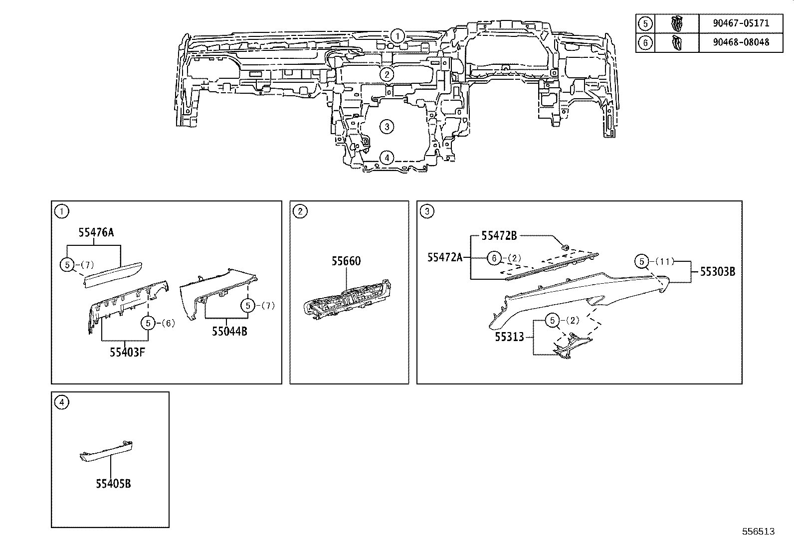 55405-33360 PANEL SUB-ASSY, INSTRUMENT CLUSTER FINISH, CENTER product image
