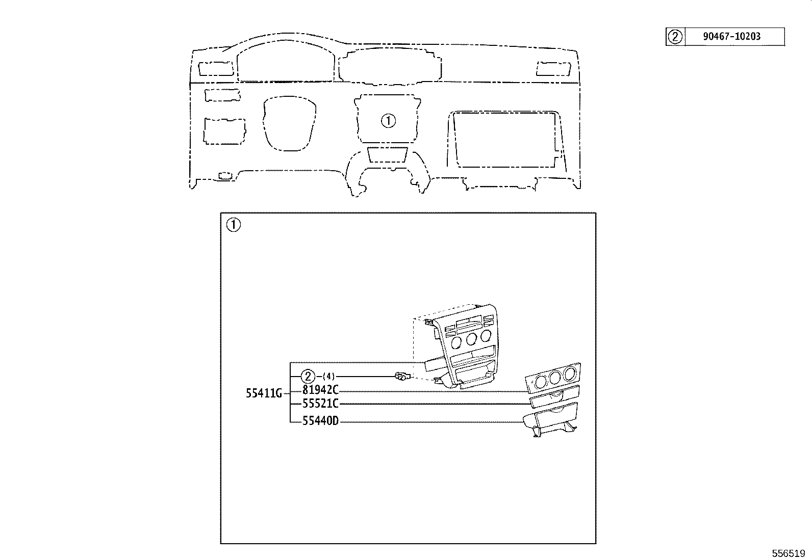 55403-02080 HOOD SUB-ASSY, METER product image