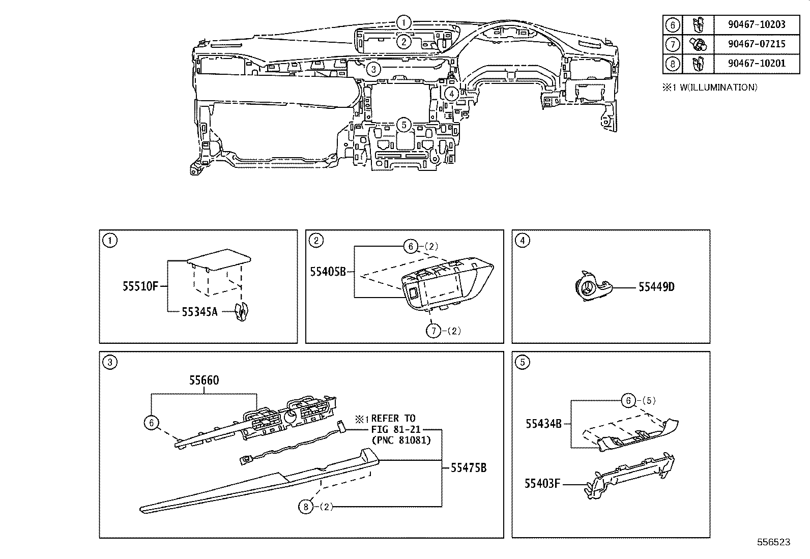 55405-33320 PANEL SUB-ASSY, INSTRUMENT CLUSTER FINISH, CENTER product image