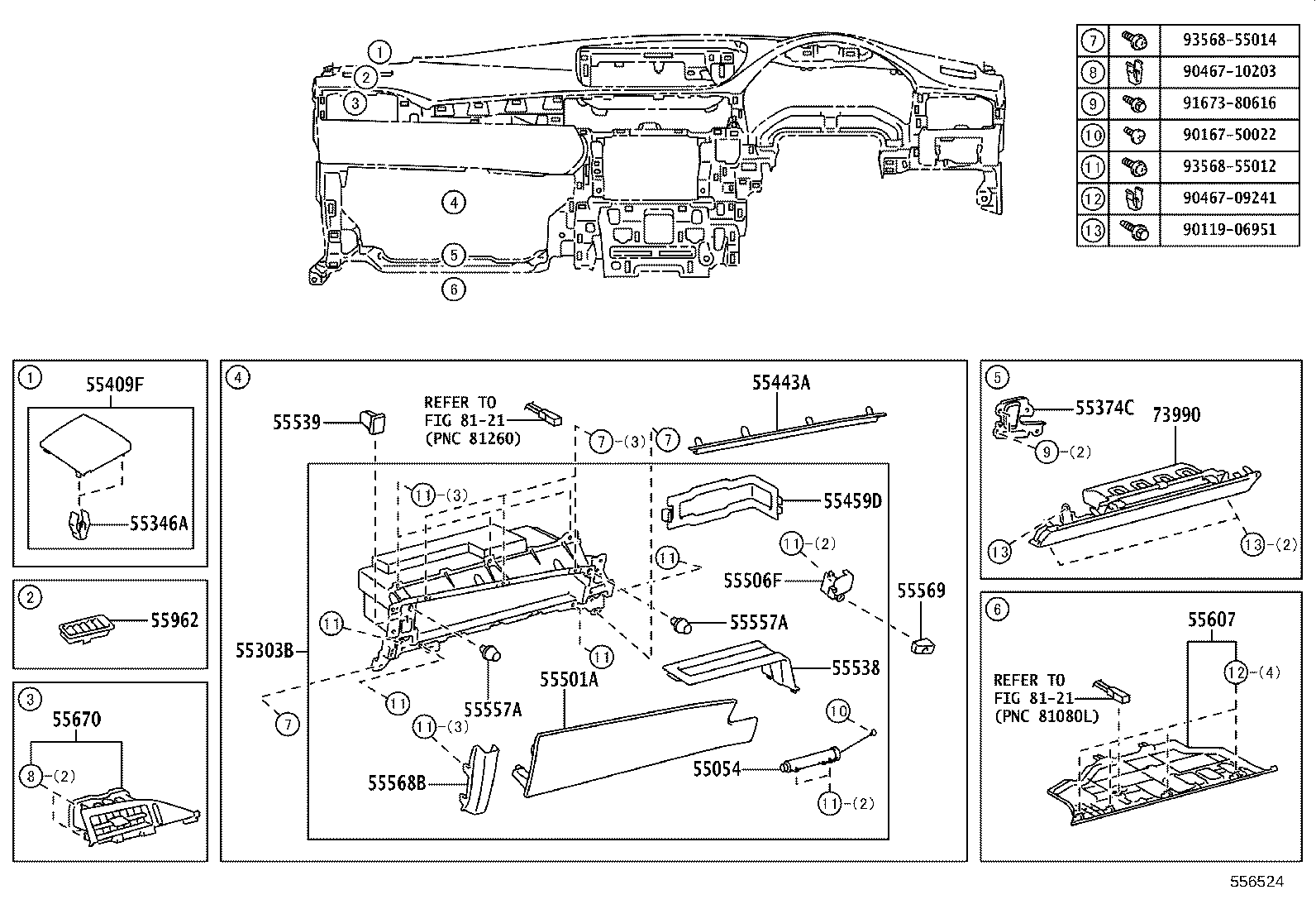 55405-33320 PANEL SUB-ASSY, INSTRUMENT CLUSTER FINISH, CENTER product image