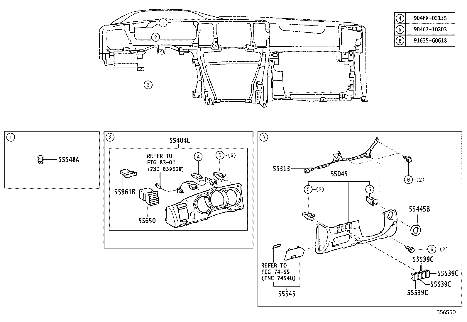 55046-35040 PANEL, INSTRUMENT PANEL FINISH, LOWER NO.2 product image