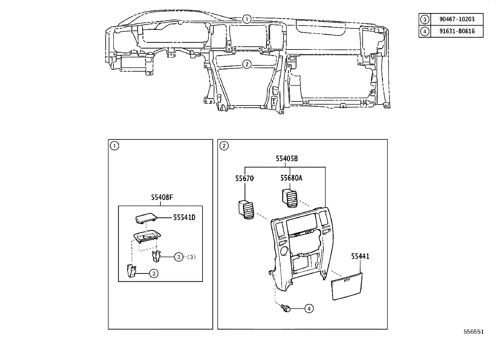 55046-35040 PANEL, INSTRUMENT PANEL FINISH, LOWER NO.2 product image