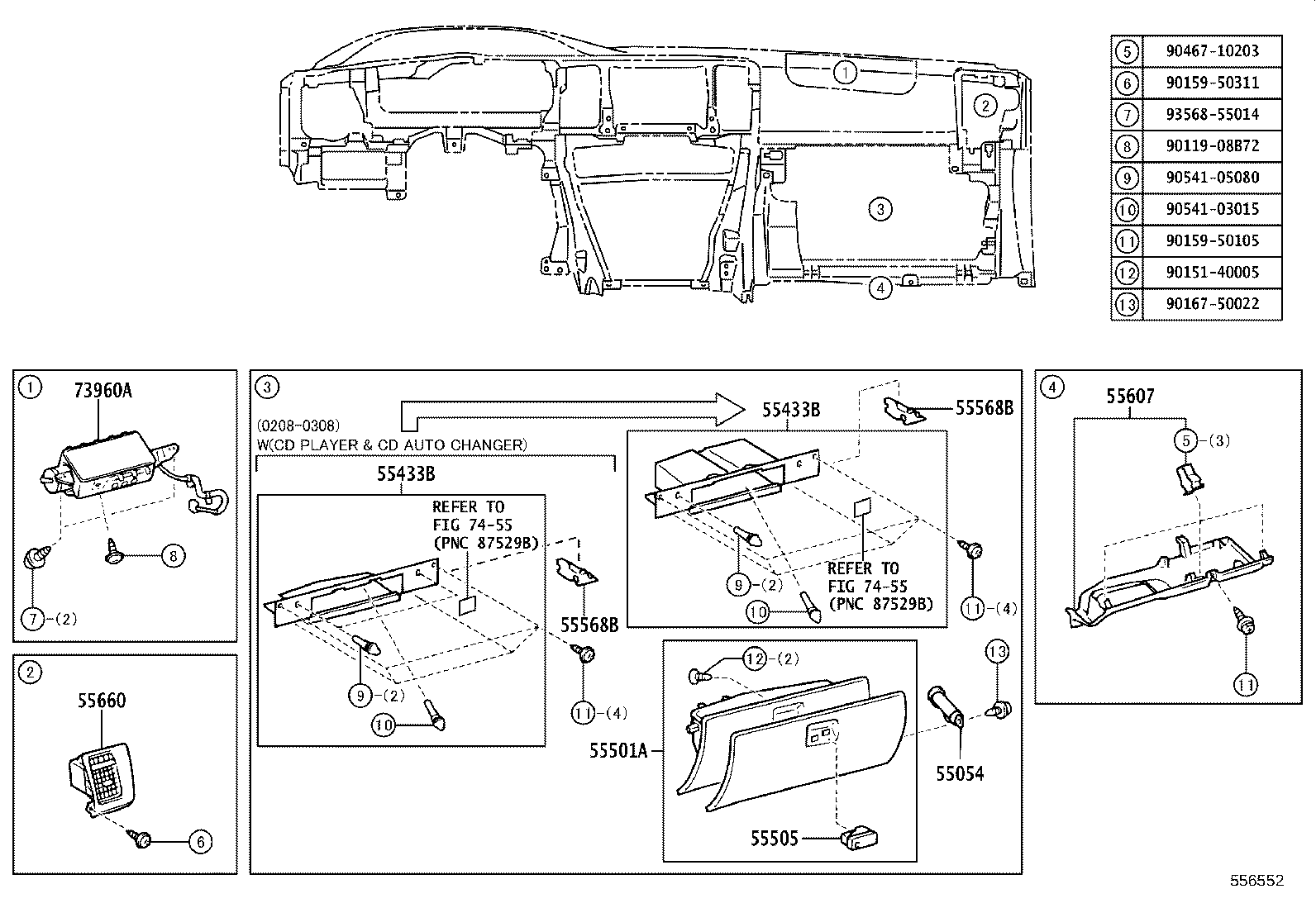 55046-35040 PANEL, INSTRUMENT PANEL FINISH, LOWER NO.2 product image