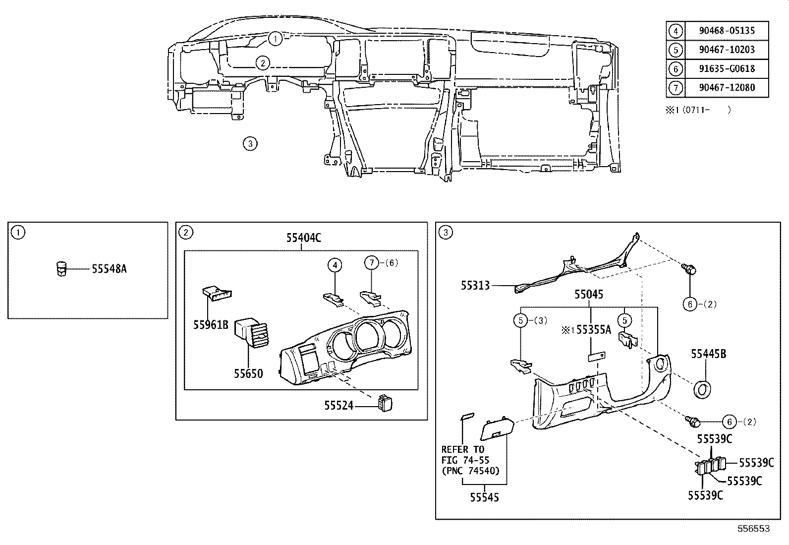 55046-35040 PANEL, INSTRUMENT PANEL FINISH, LOWER NO.2 product image