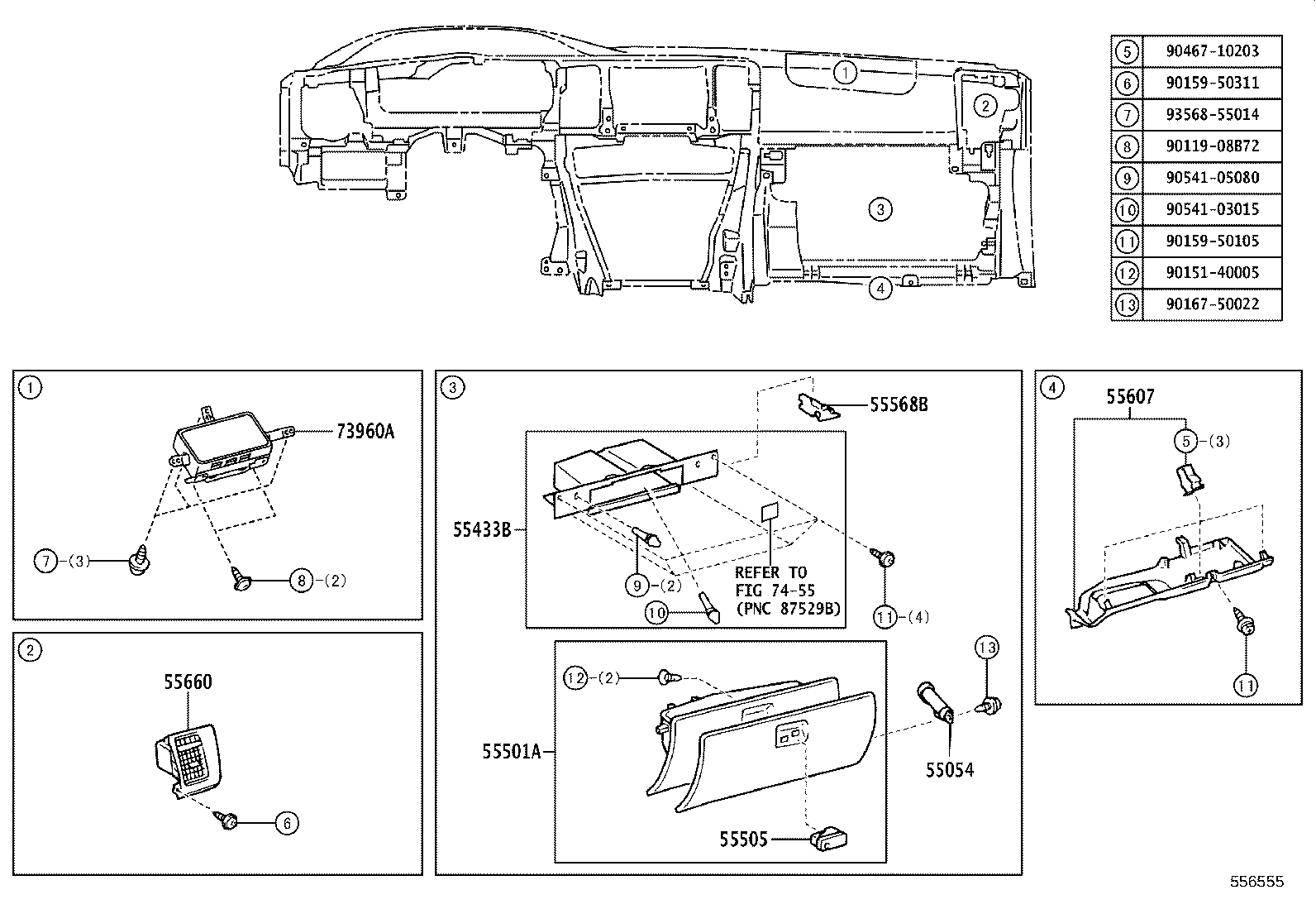 55046-35040 PANEL, INSTRUMENT PANEL FINISH, LOWER NO.2 product image