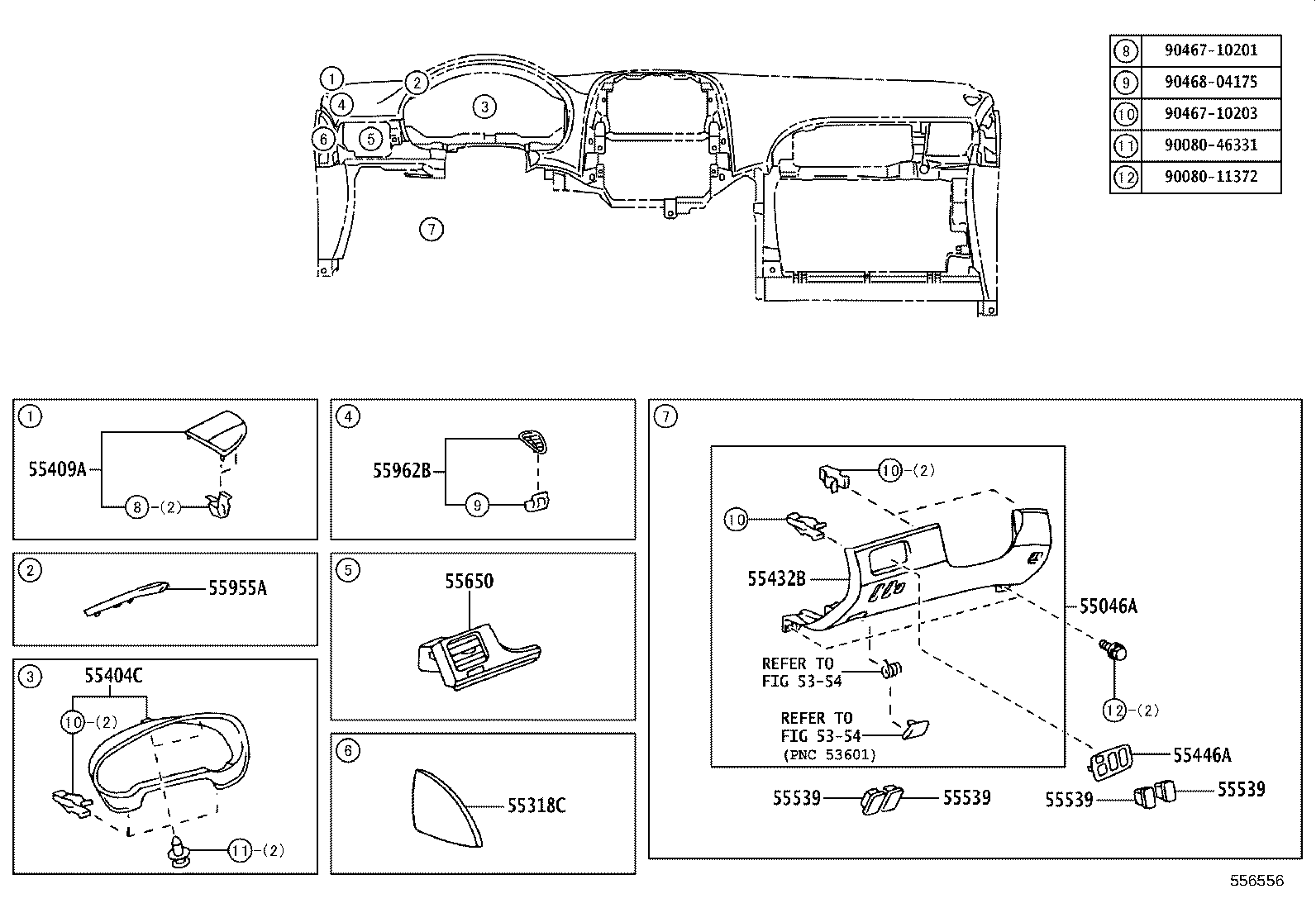 55425-08010 REINFORCEMENT, INSTRUMENT CLUSTER FINISH PANEL product image