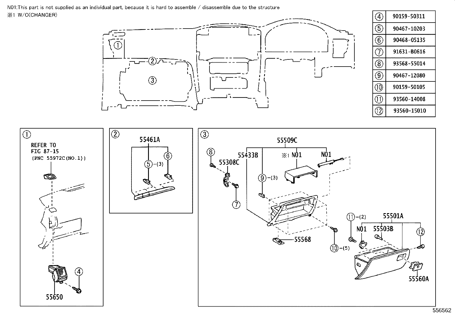 55461-0G010 ORNAMENT, INSTRUMENT PANEL product image