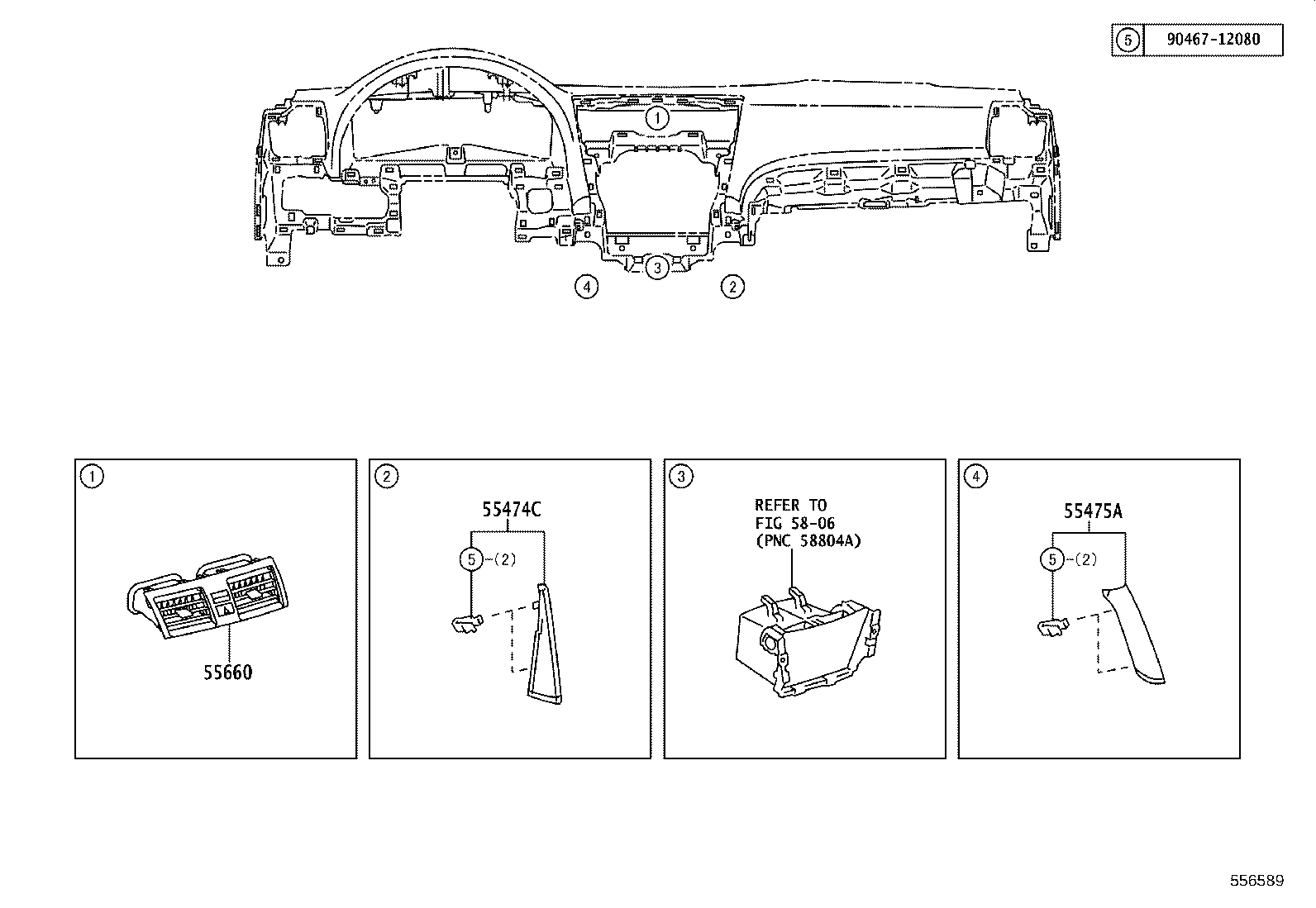 90080-46331 CLIP, PANEL, INSTRUMENT CLUSTER FINISH, END product image
