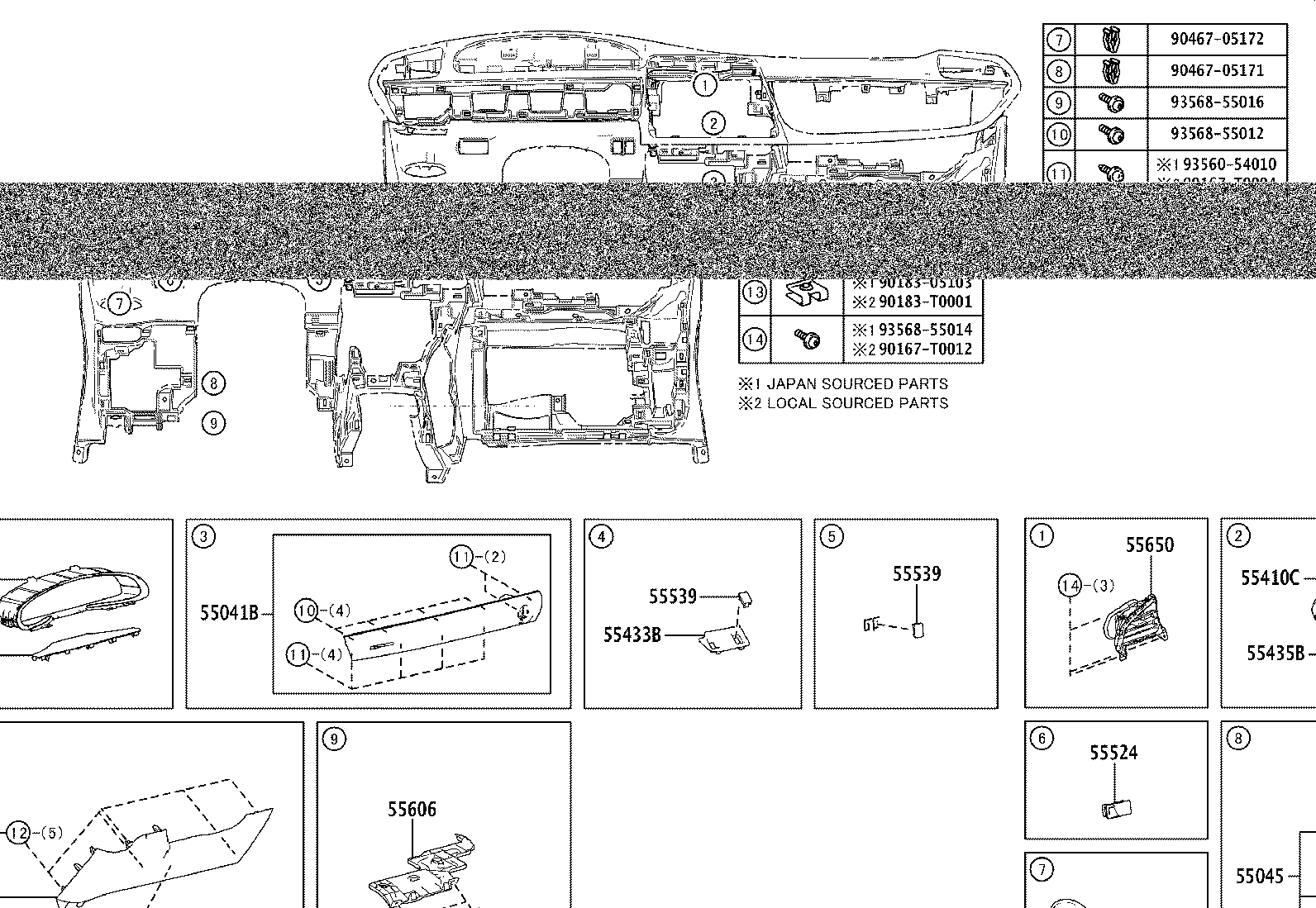 55307-0D010 BRACE SUB-ASSY, INSTRUMENT PANEL, NO.2 product image
