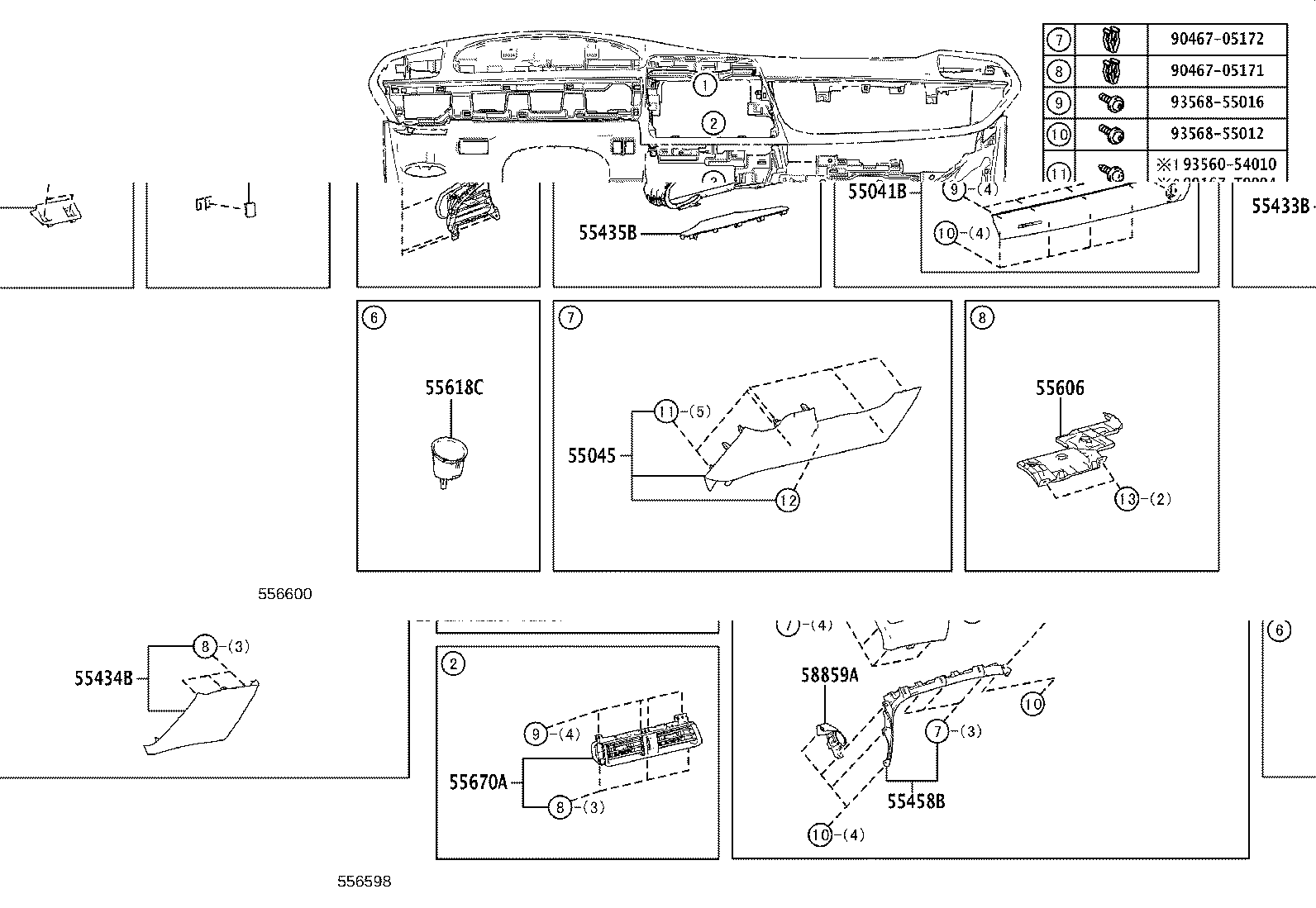 55307-0D010 BRACE SUB-ASSY, INSTRUMENT PANEL, NO.2 product image
