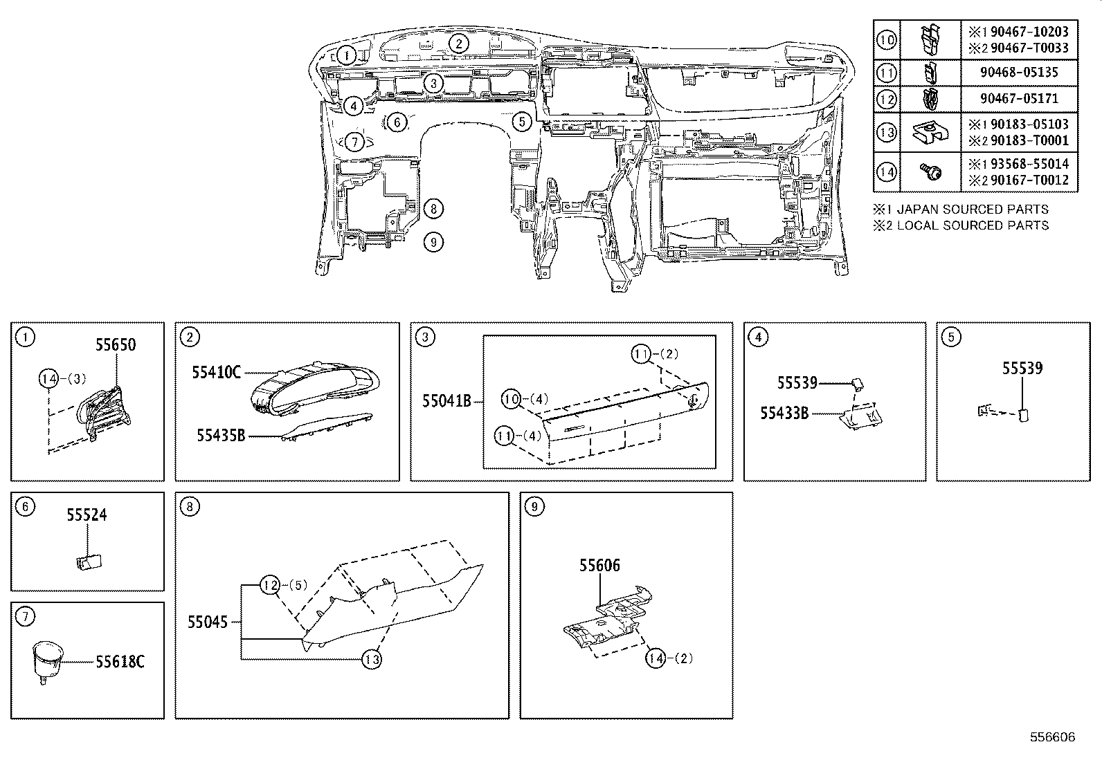 55307-0D010 BRACE SUB-ASSY, INSTRUMENT PANEL, NO.2 product image