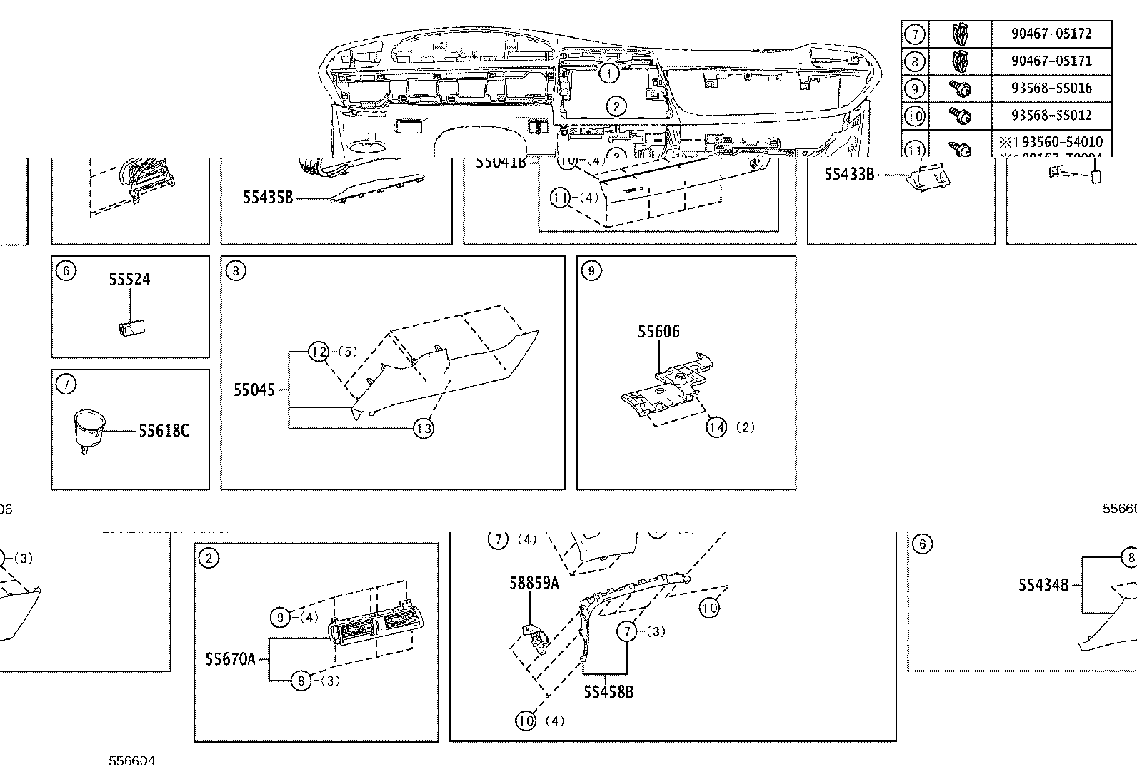 55307-0D010 BRACE SUB-ASSY, INSTRUMENT PANEL, NO.2 product image