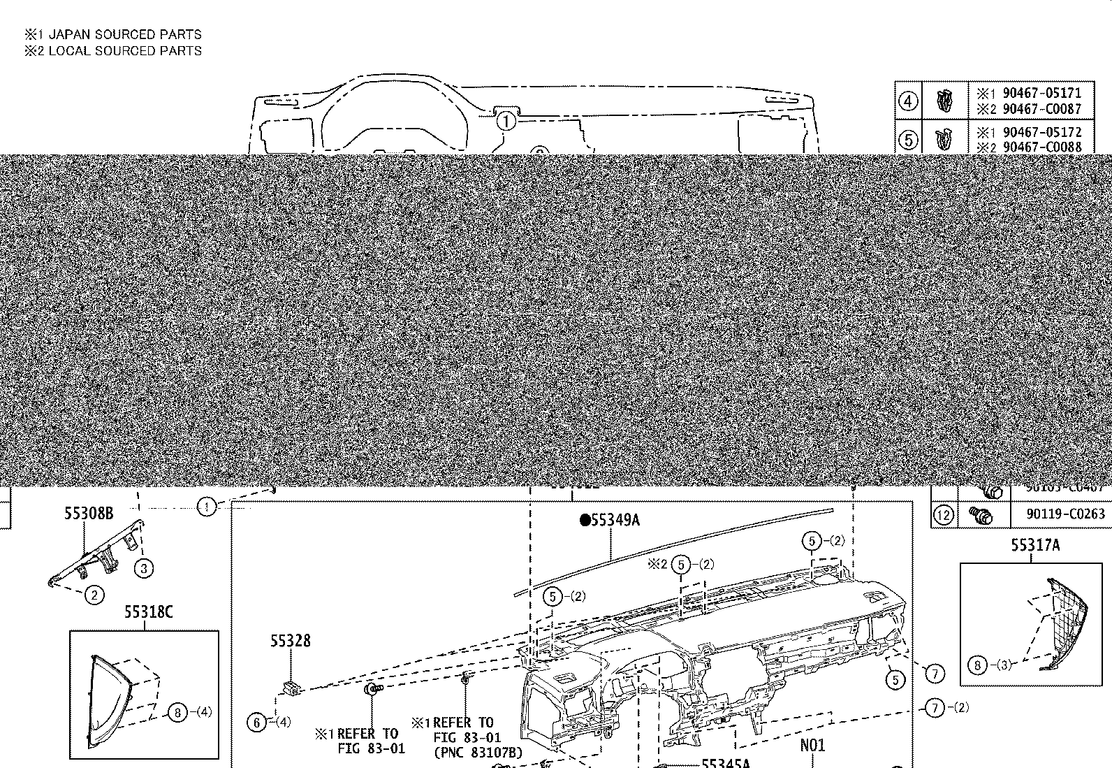55405-07040 PANEL SUB-ASSY, INSTRUMENT CLUSTER FINISH, CENTER product image