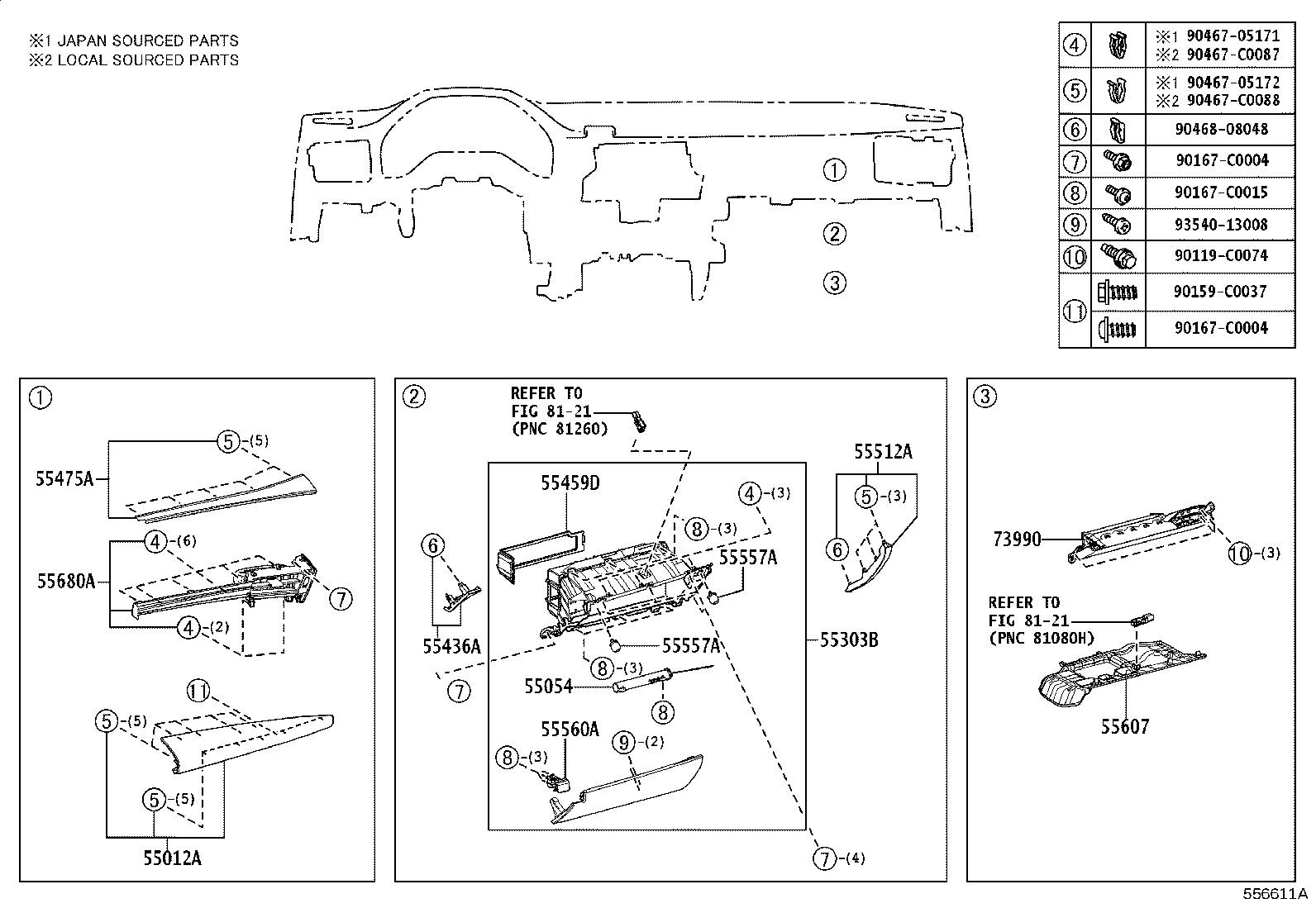 55405-07040 PANEL SUB-ASSY, INSTRUMENT CLUSTER FINISH, CENTER product image