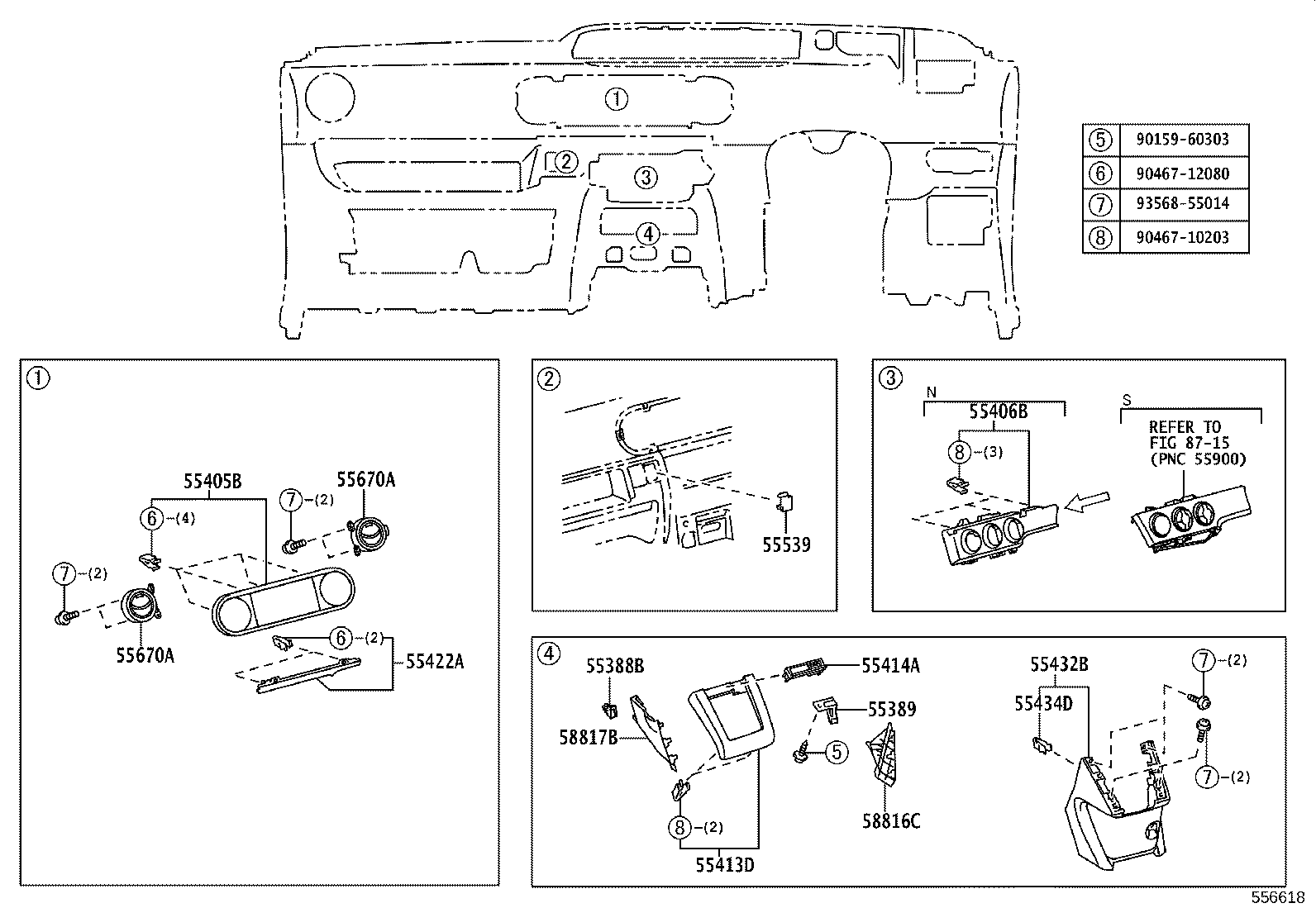 55306-12440 BRACE SUB-ASSY, INSTRUMENT PANEL, NO.1 product image