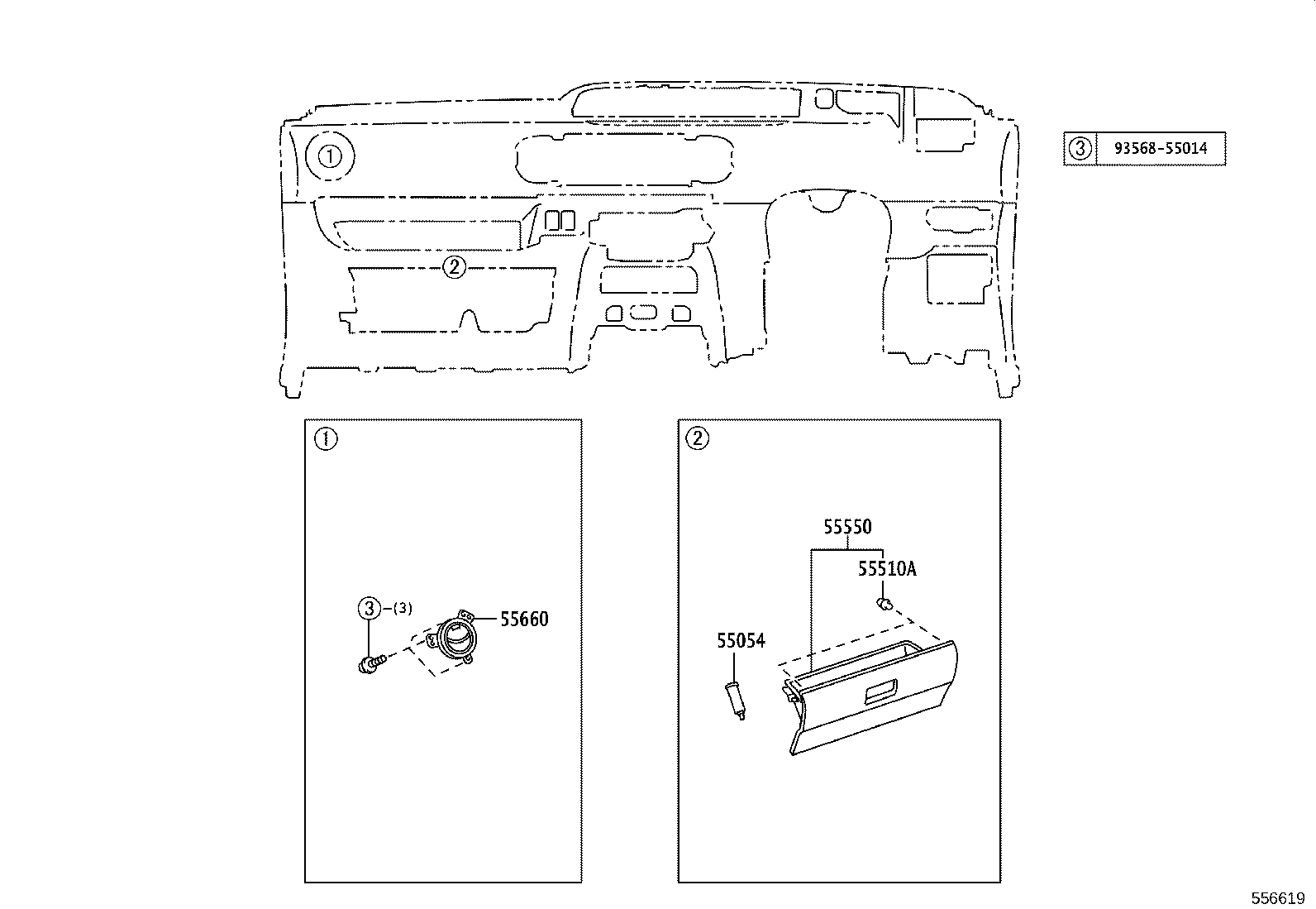 55306-12440 BRACE SUB-ASSY, INSTRUMENT PANEL, NO.1 product image