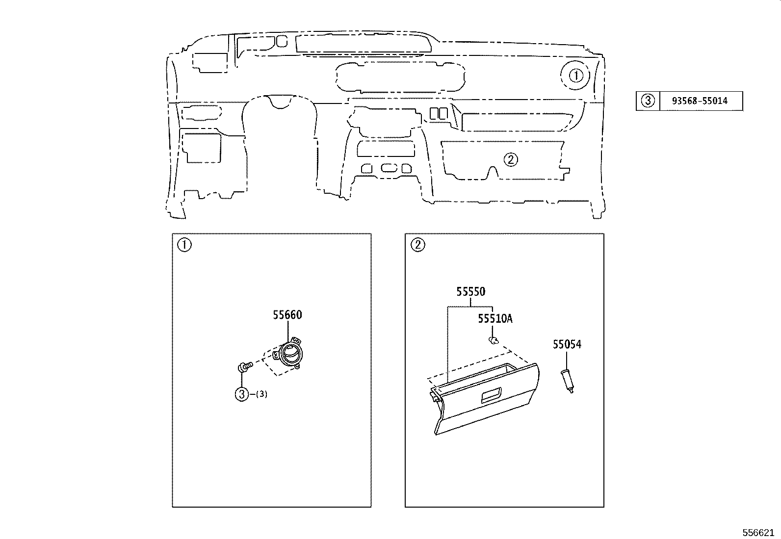 55357-12140 CUSHION, INSTRUMENT PANEL, NO.3 product image