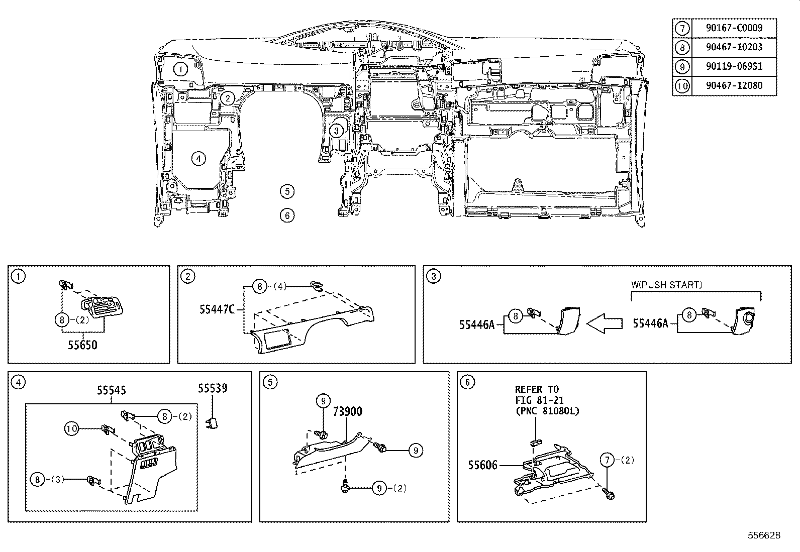 55307-0F030 BRACE SUB-ASSY, INSTRUMENT PANEL, NO.2 product image