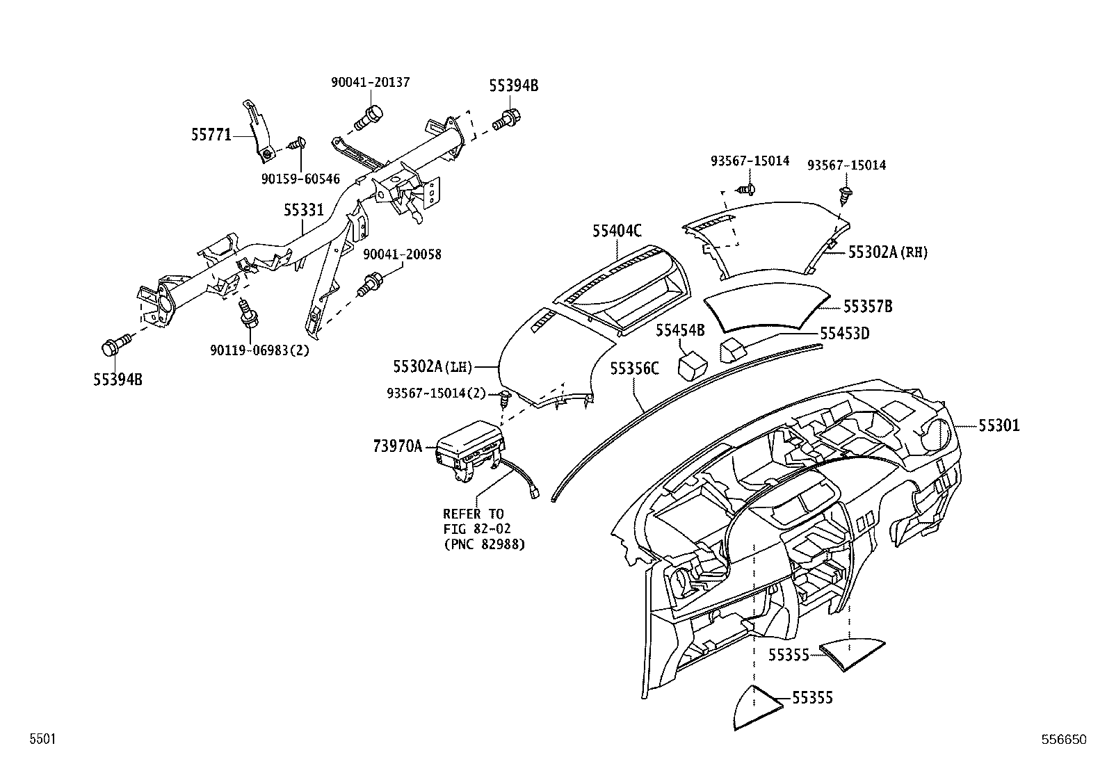 55357-B1020 CUSHION, INSTRUMENT PANEL, NO.3 product image