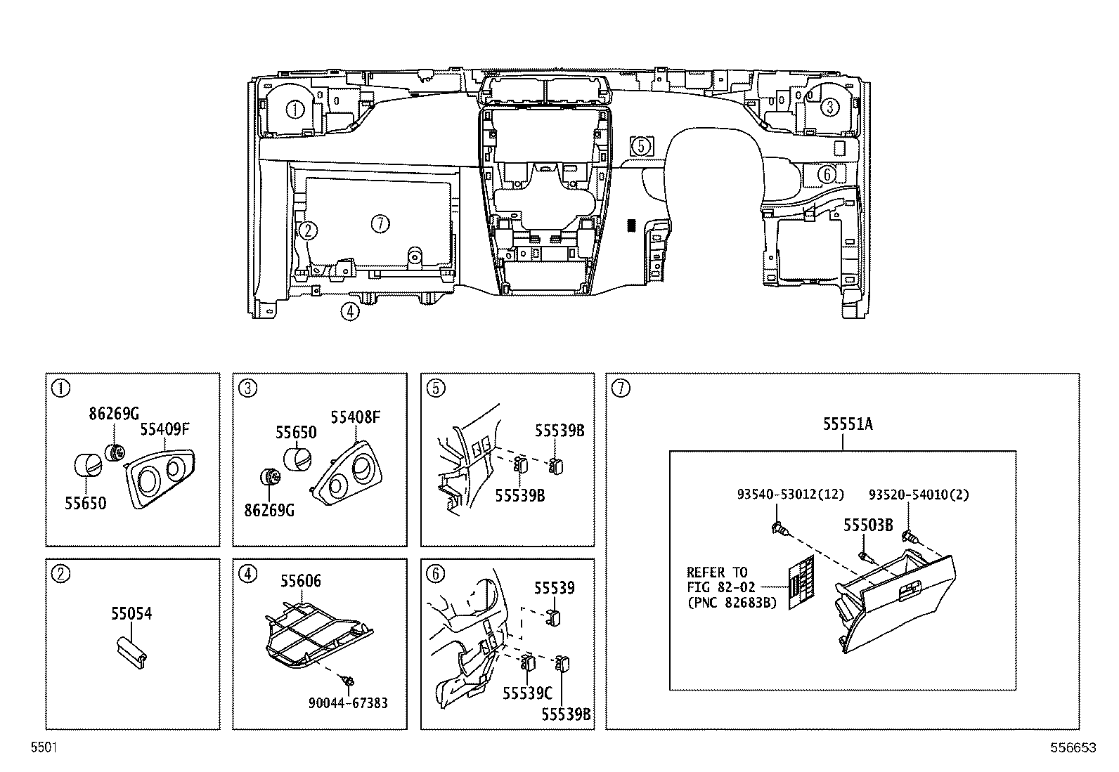 55357-B1020 CUSHION, INSTRUMENT PANEL, NO.3 product image