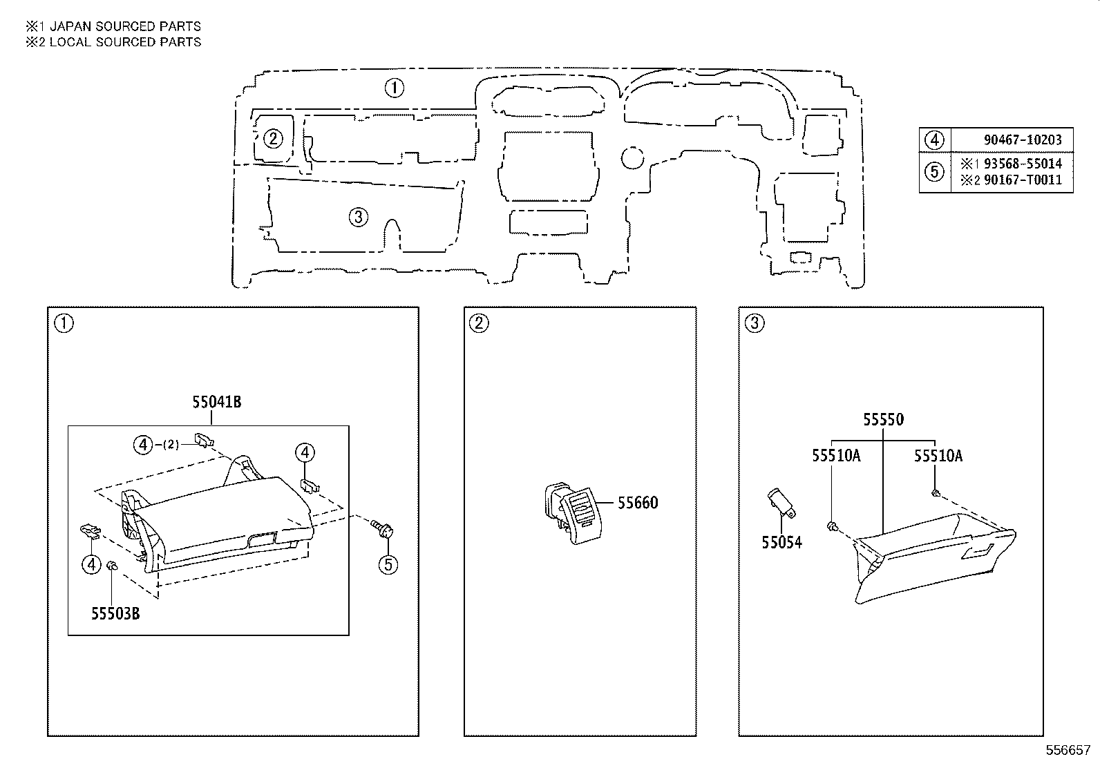 55054-02040 STOPPER SUB-ASSY, GLOVE COMPARTMENT DOOR product image