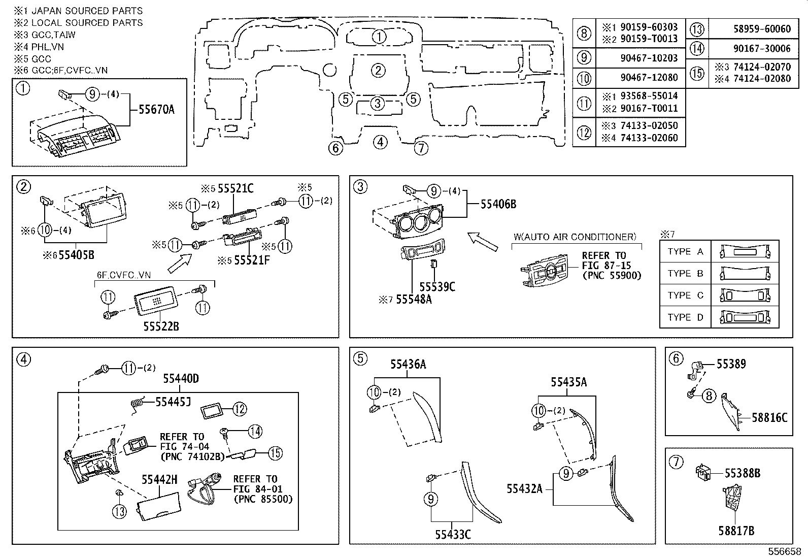 55054-02040 STOPPER SUB-ASSY, GLOVE COMPARTMENT DOOR product image
