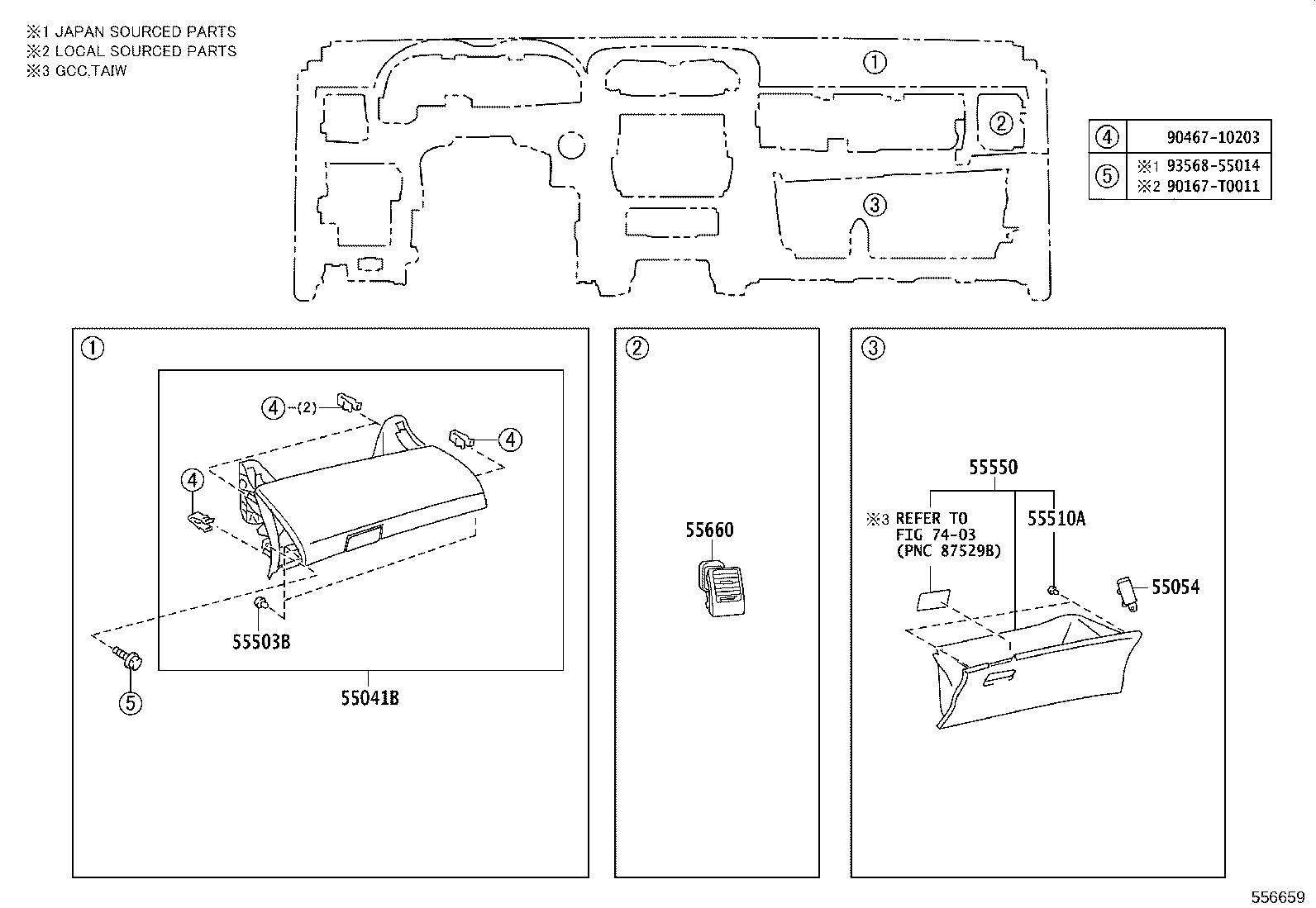 55054-02040 STOPPER SUB-ASSY, GLOVE COMPARTMENT DOOR product image