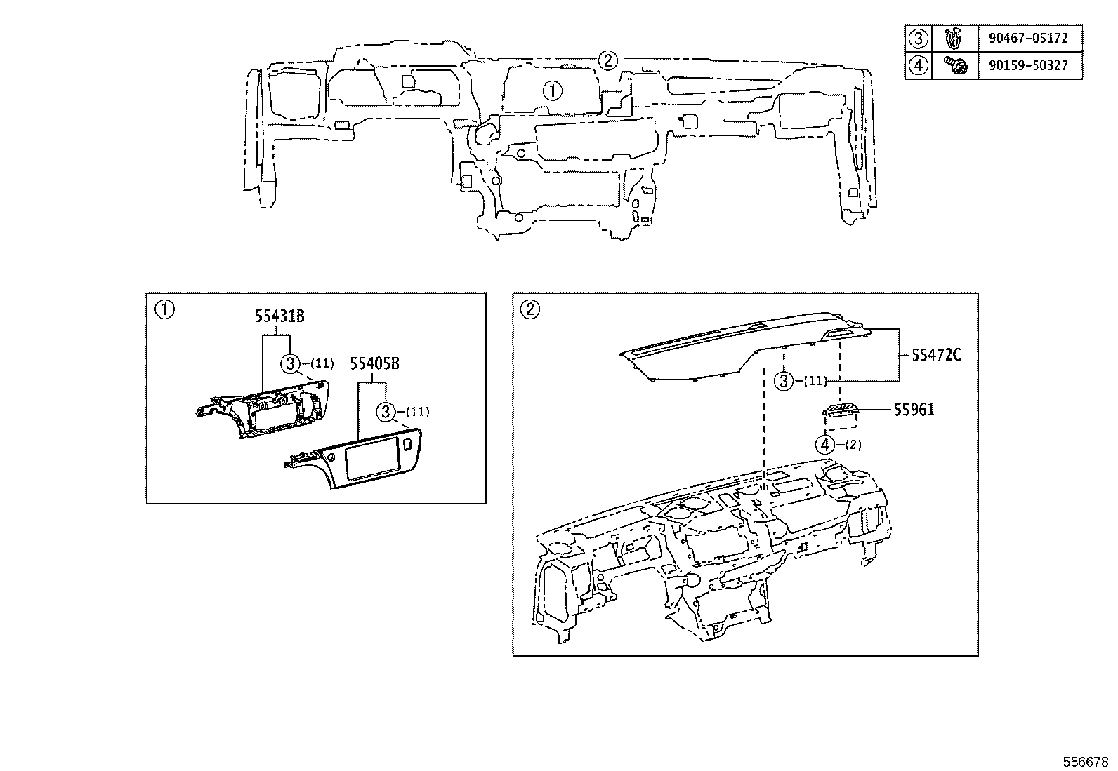 55307-62030 BRACE SUB-ASSY, INSTRUMENT PANEL, NO.2 product image