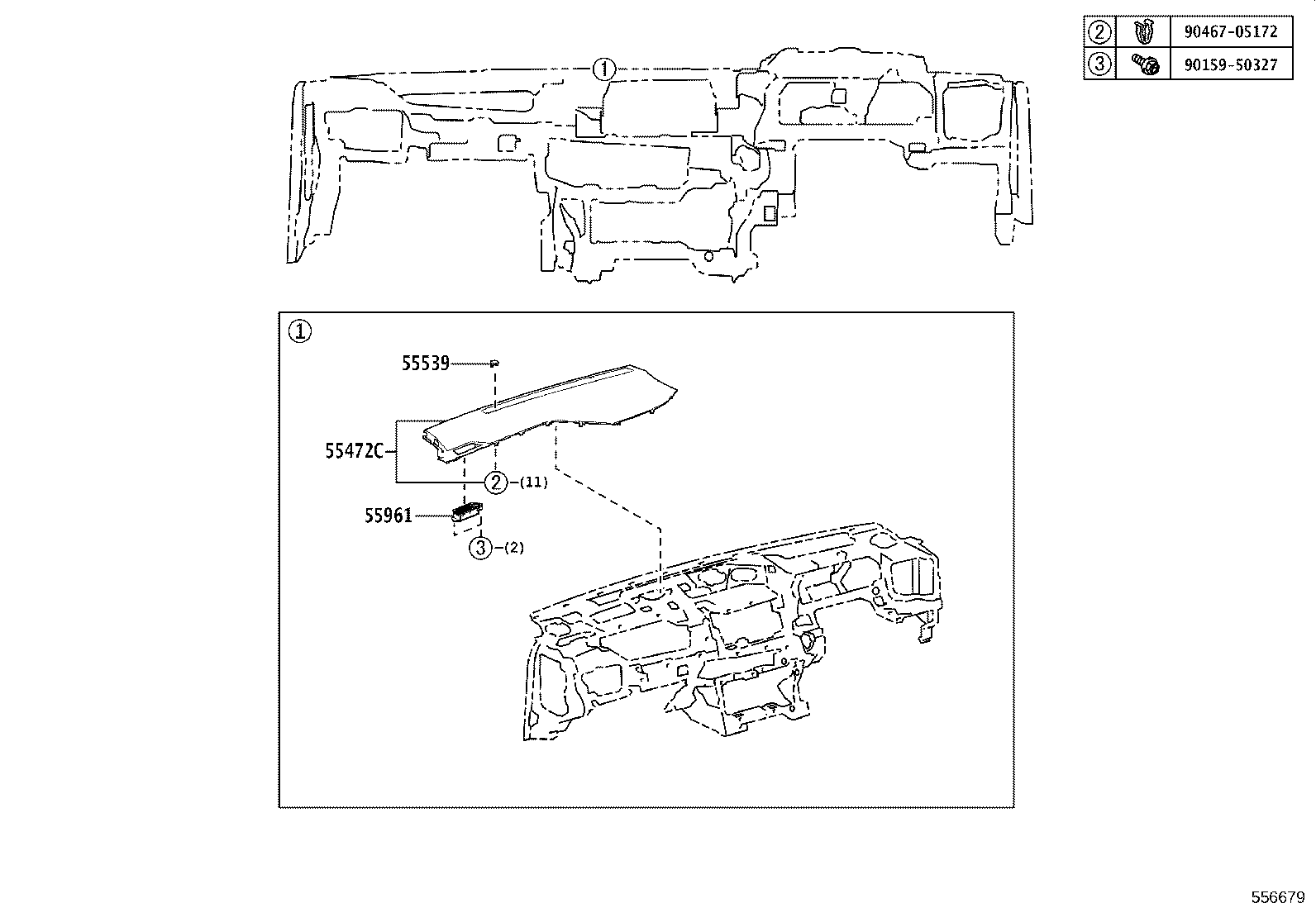 55307-62030 BRACE SUB-ASSY, INSTRUMENT PANEL, NO.2 product image