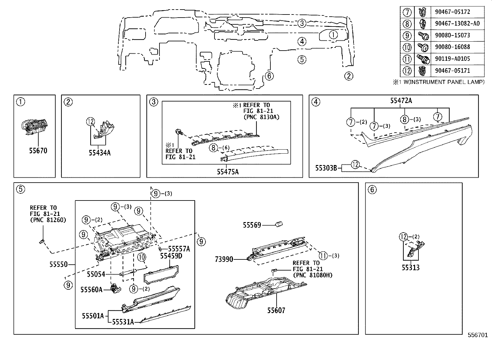 55476-06110 GARNISH, INSTRUMENT CLUSTER FINISH PANEL, NO.3 product image