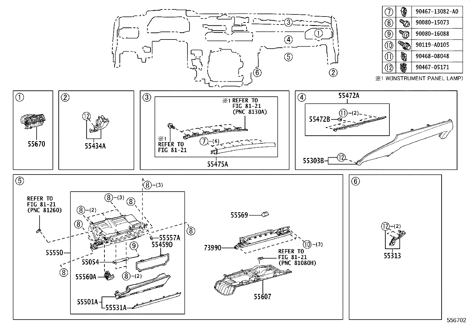 55476-06110 GARNISH, INSTRUMENT CLUSTER FINISH PANEL, NO.3 product image