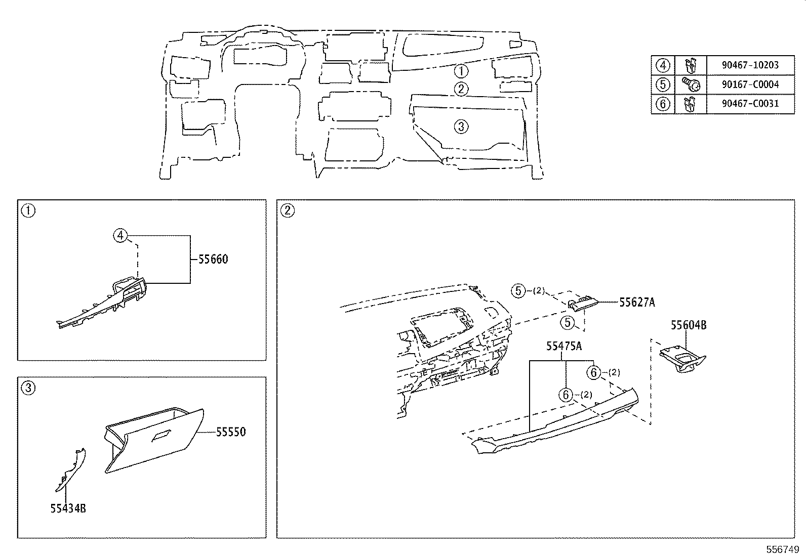 55355-0D151 CUSHION, INSTRUMENT PANEL, NO.1 product image