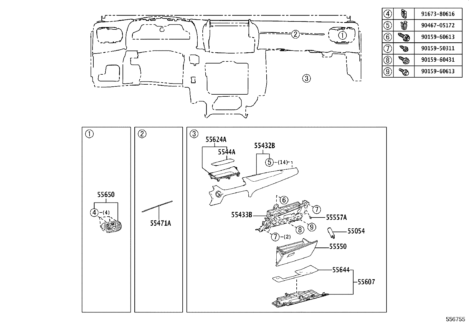 55306-K0010 BRACE SUB-ASSY, INSTRUMENT PANEL, NO.1 product image