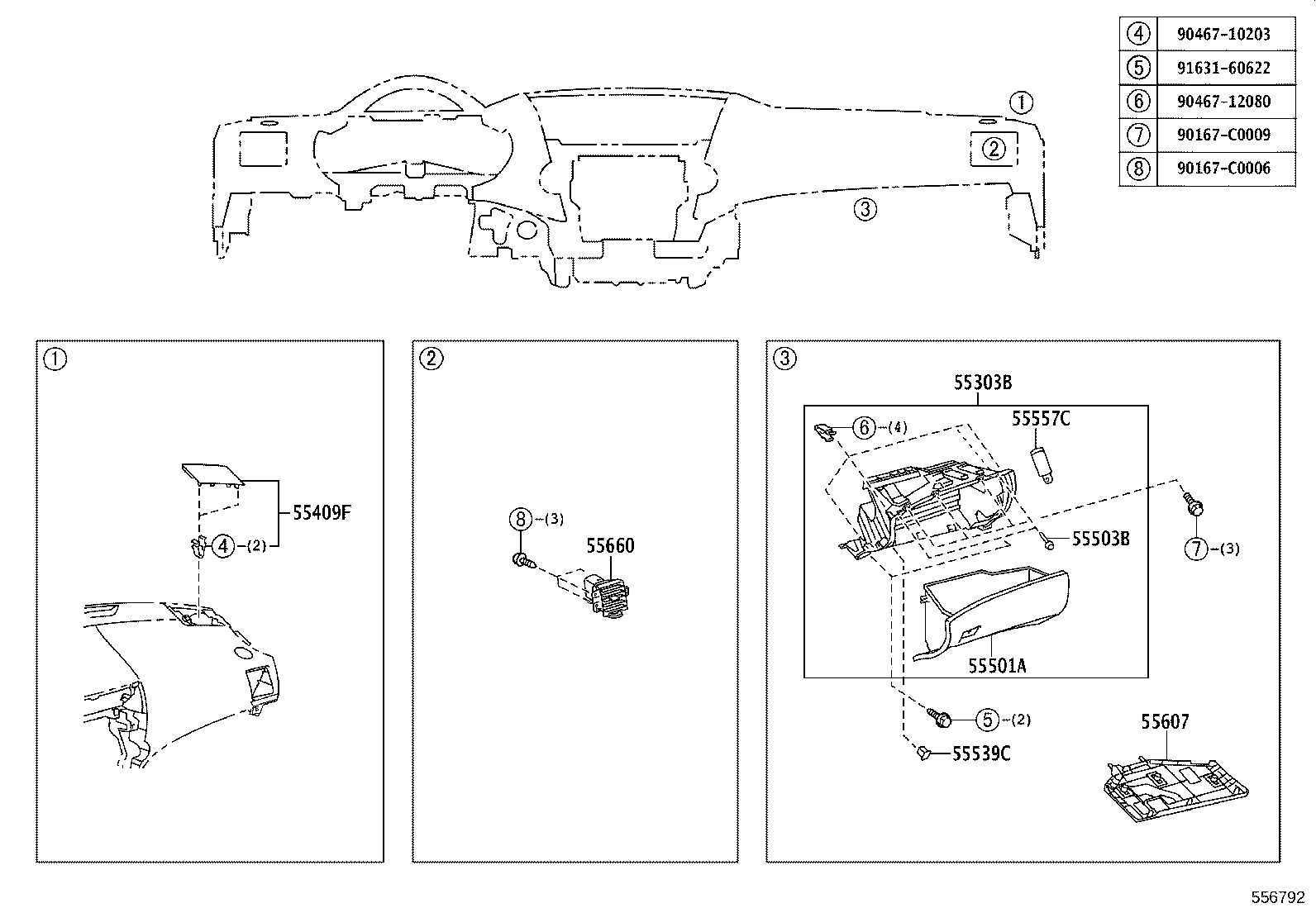 55650-0E031 REGISTER ASSY, INSTRUMENT PANEL, NO.1 product image