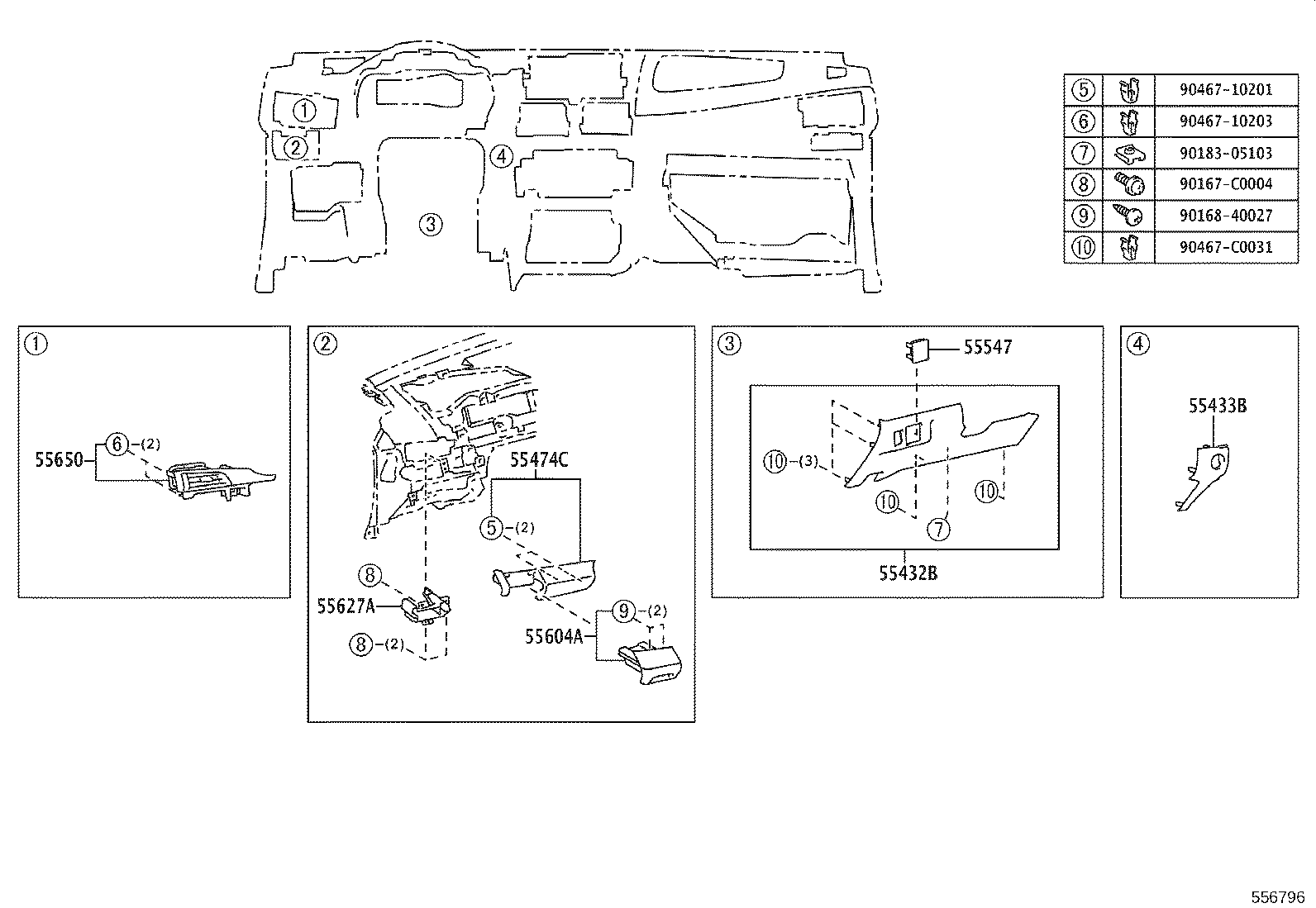55355-0D151 CUSHION, INSTRUMENT PANEL, NO.1 product image