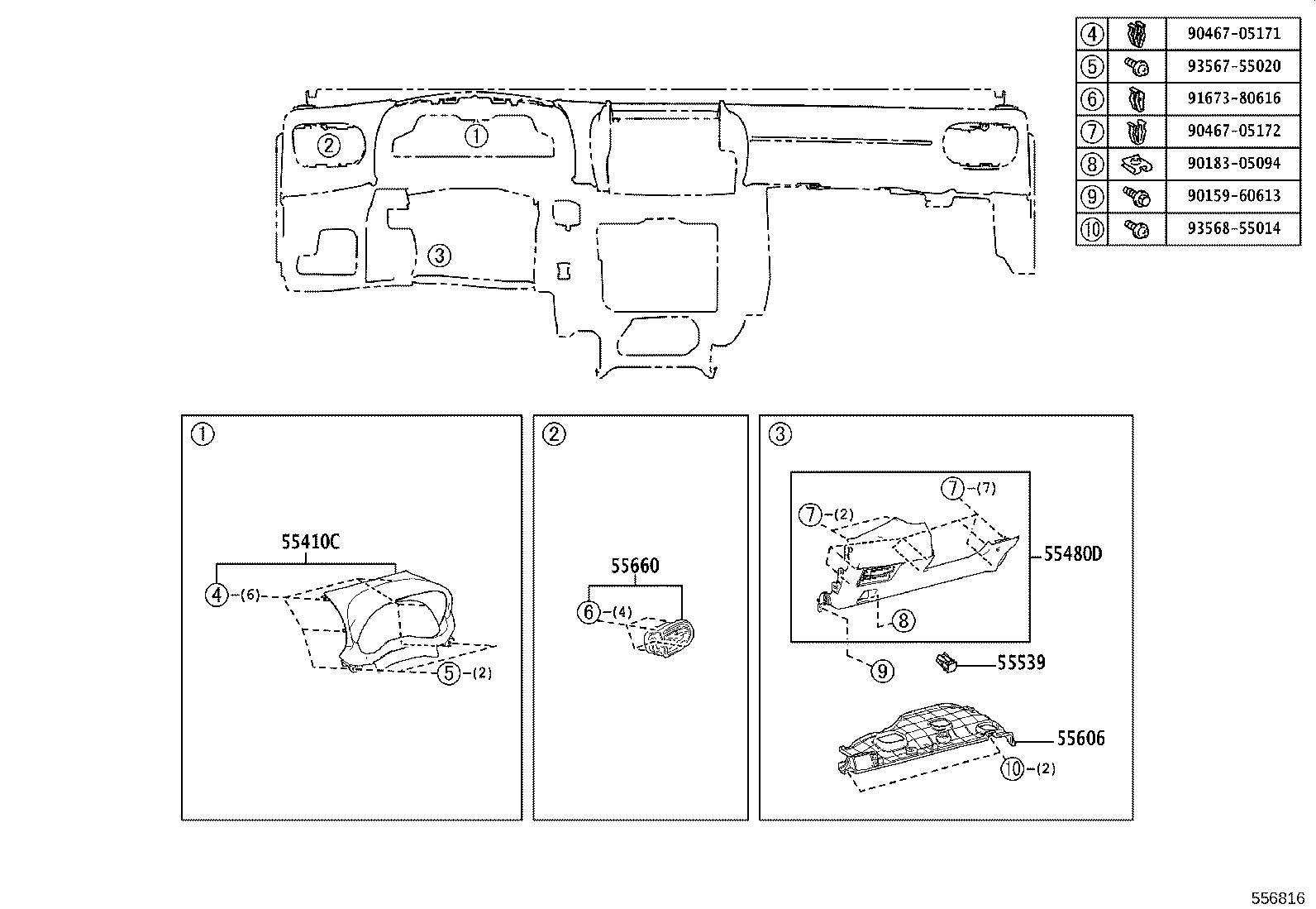 55306-K0010 BRACE SUB-ASSY, INSTRUMENT PANEL, NO.1 product image