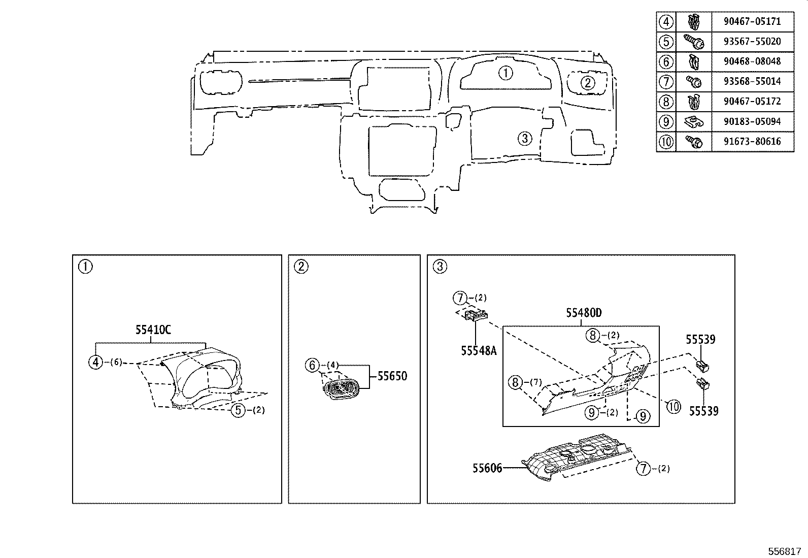 55306-K0010 BRACE SUB-ASSY, INSTRUMENT PANEL, NO.1 product image