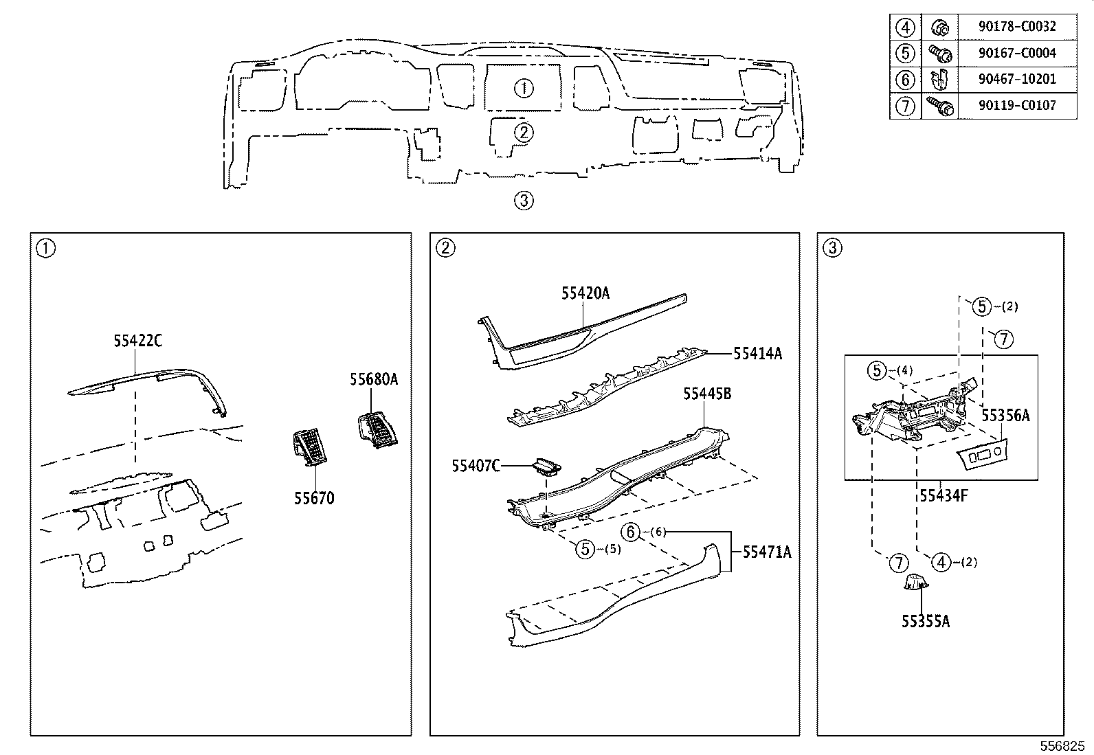 55307-0E080 BRACE SUB-ASSY, INSTRUMENT PANEL, NO.2 product image