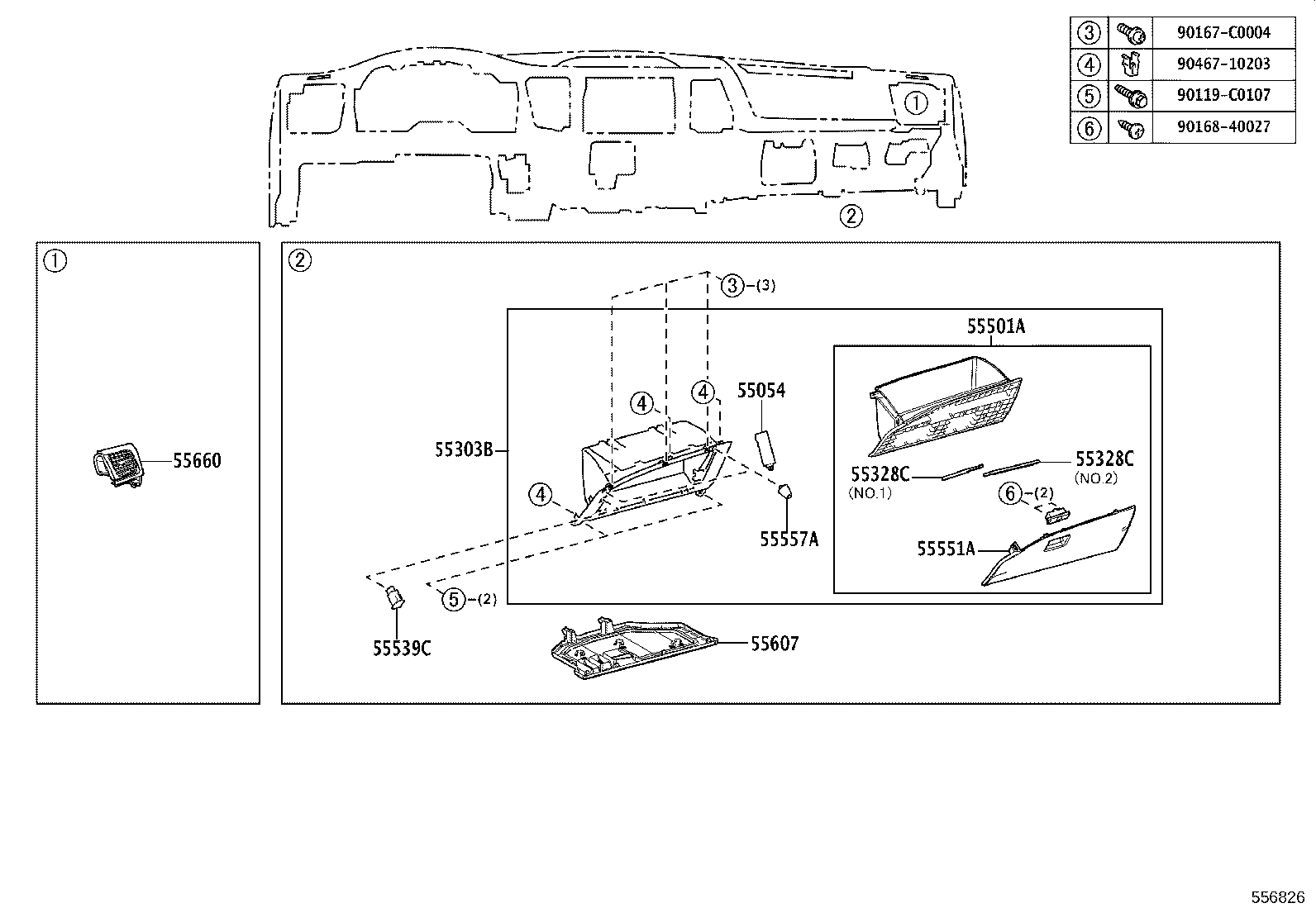 55307-0E080 BRACE SUB-ASSY, INSTRUMENT PANEL, NO.2 product image