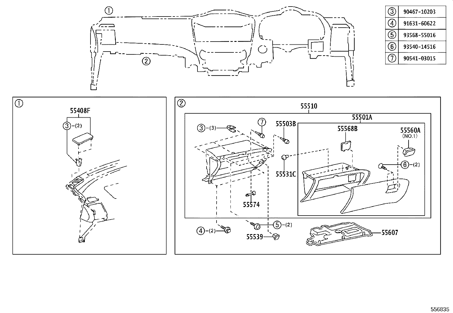 55306-48050 BRACE SUB-ASSY, INSTRUMENT PANEL, NO.1 product image