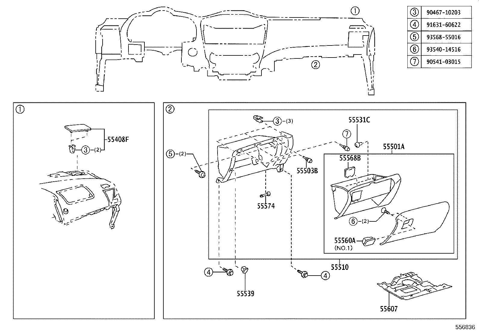 55306-48050 BRACE SUB-ASSY, INSTRUMENT PANEL, NO.1 product image